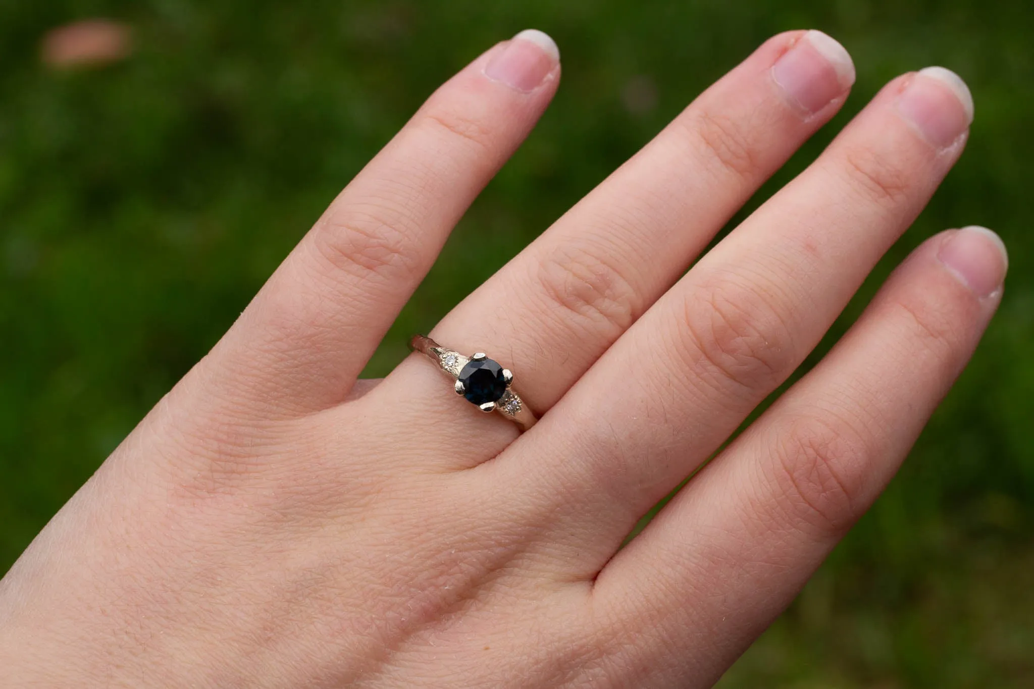 Mira Ring - 14ct White Gold with 0.905ct Teal Sapphire sold by Sophie Divett Jewelry product image thumbnail 3