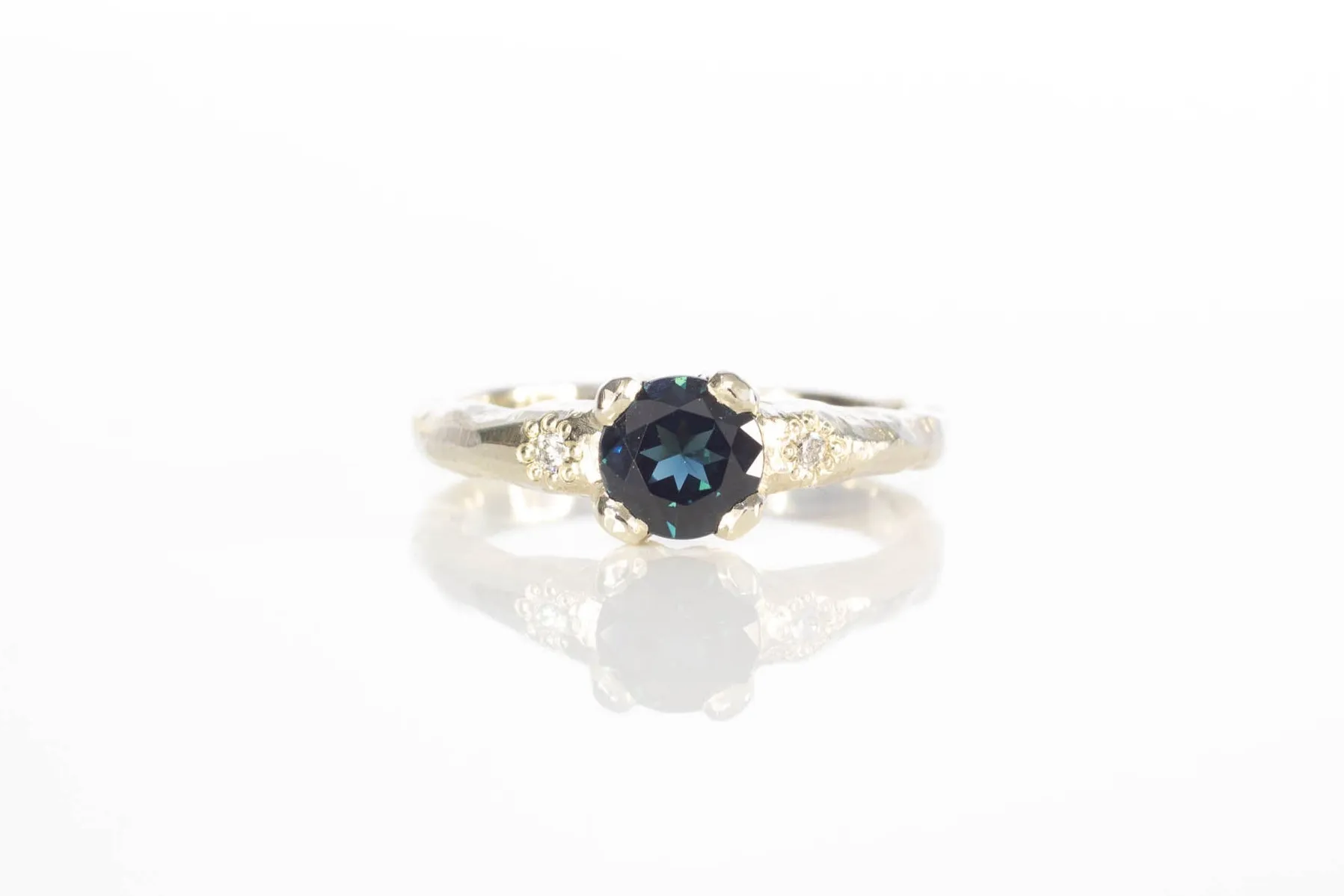 Mira Ring - 14ct White Gold with 0.905ct Teal Sapphire sold by Sophie Divett Jewelry