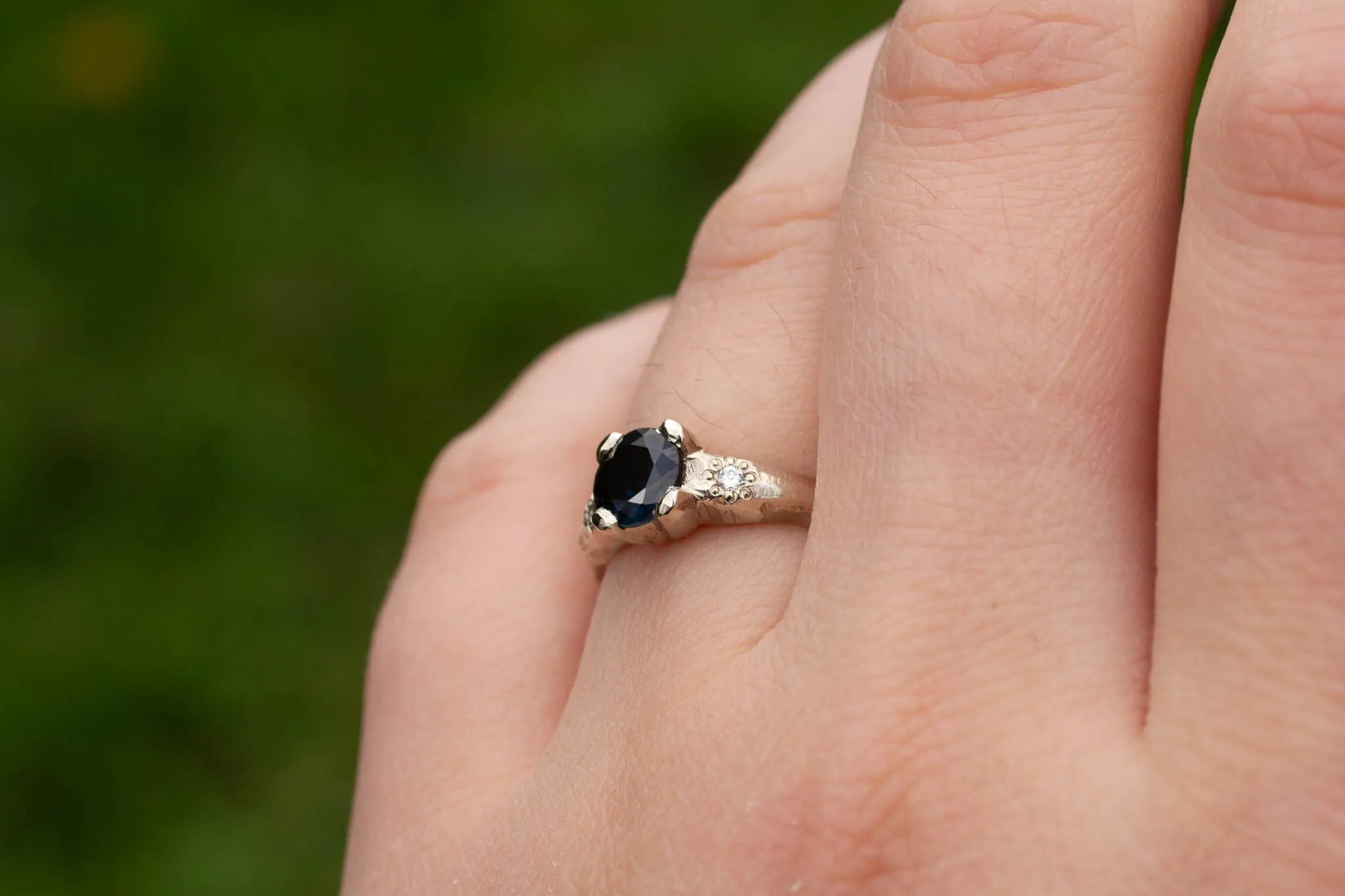 Mira Ring - 14ct White Gold with 0.905ct Teal Sapphire sold by Sophie Divett Jewelry product image thumbnail 5