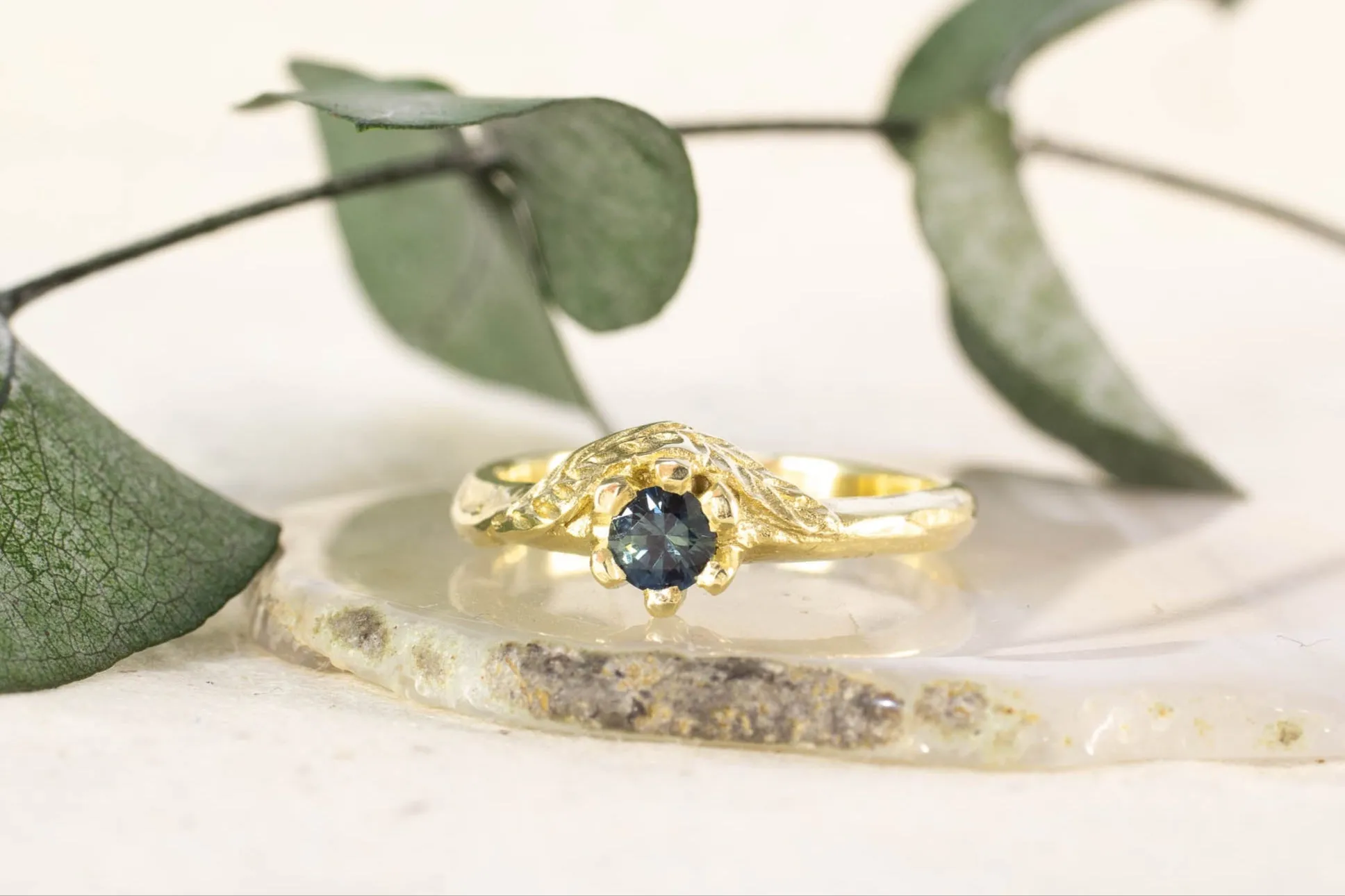 Cybele Ring - 14ct Yellow Gold with Teal Sapphire sold by Sophie Divett Jewelry product image thumbnail 2