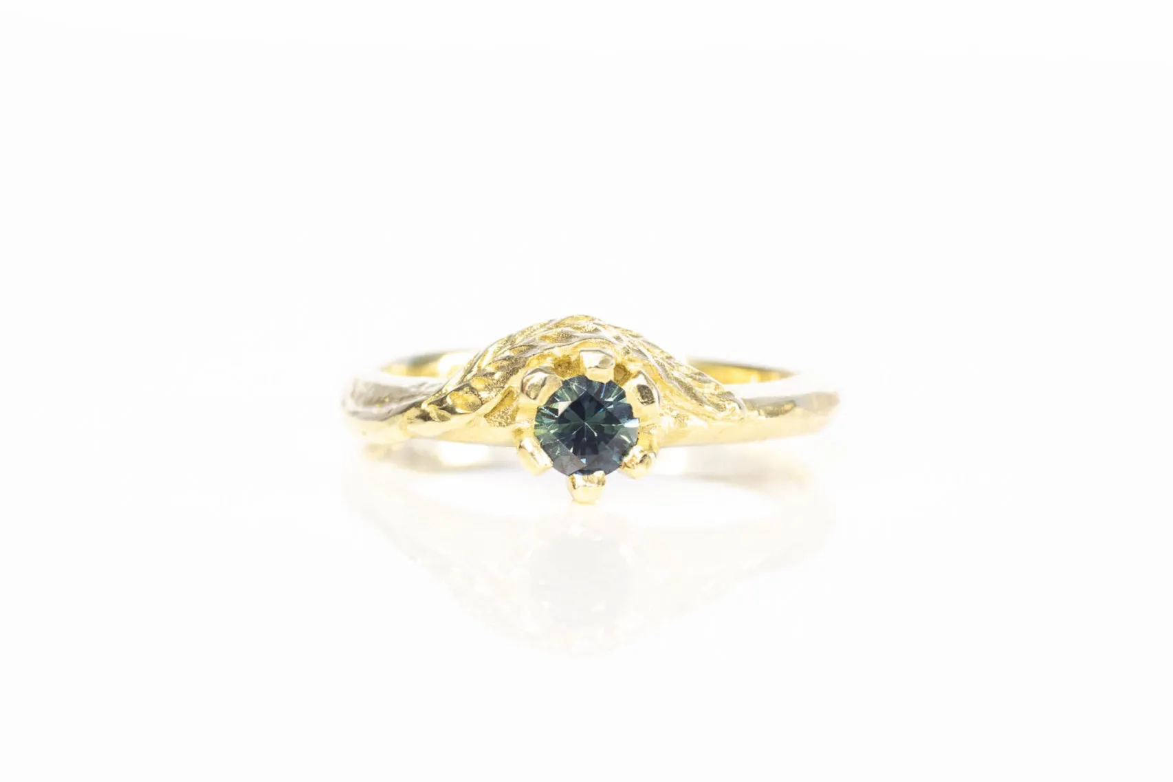 Cybele Ring - 14ct Yellow Gold with Teal Sapphire sold by Sophie Divett Jewelry