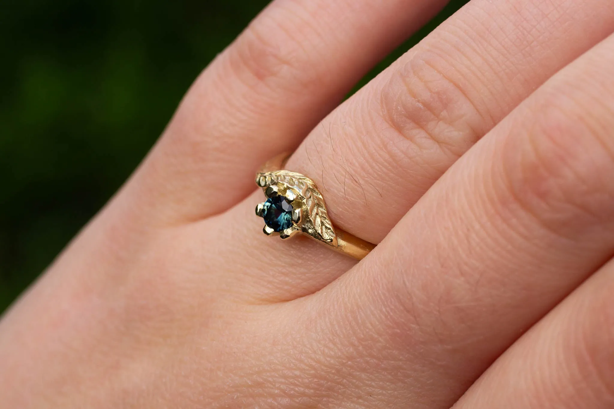 Cybele Ring - 14ct Yellow Gold with Teal Sapphire sold by Sophie Divett Jewelry product image thumbnail 3