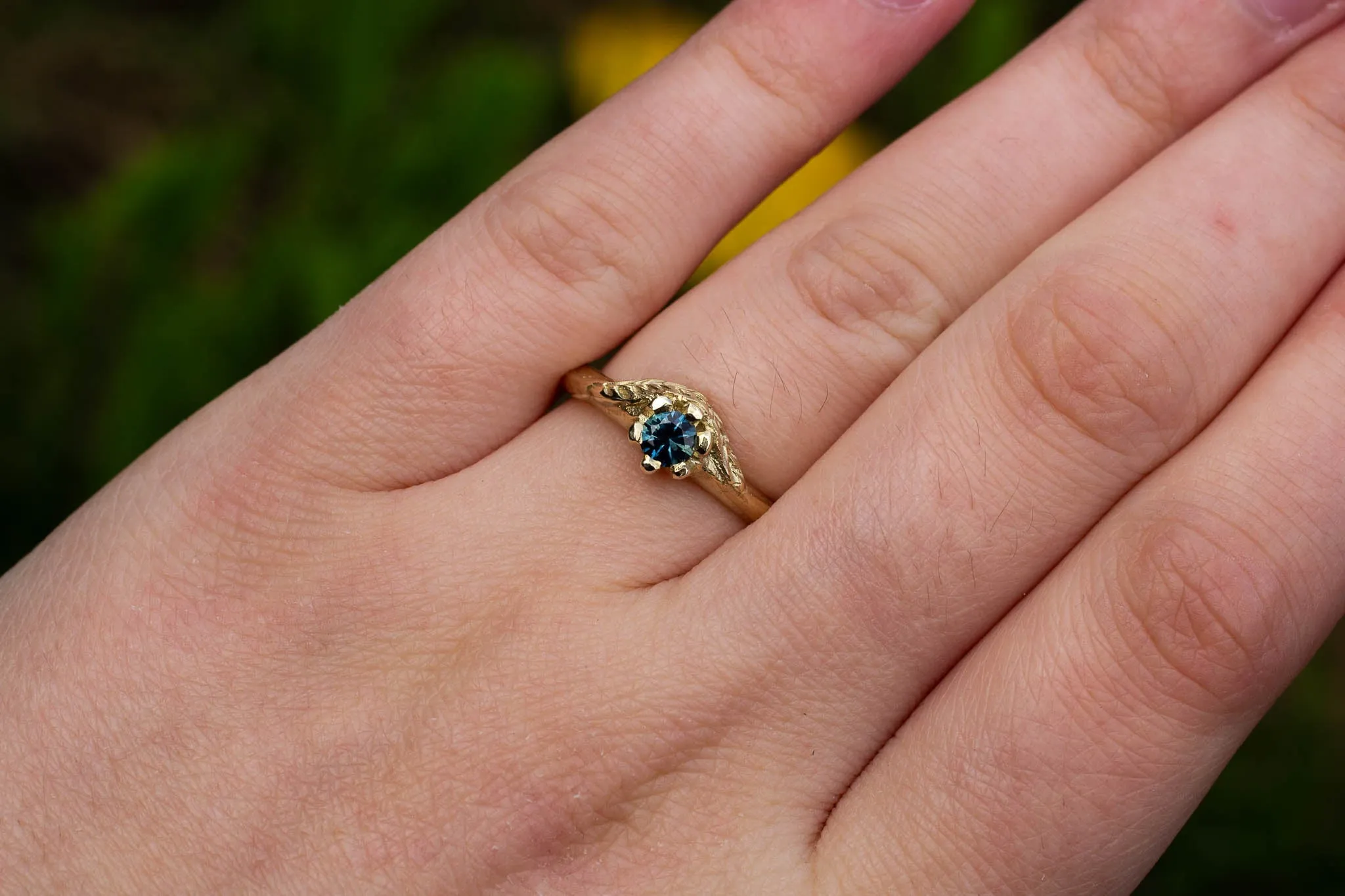 Cybele Ring - 14ct Yellow Gold with Teal Sapphire sold by Sophie Divett Jewelry product image thumbnail 4