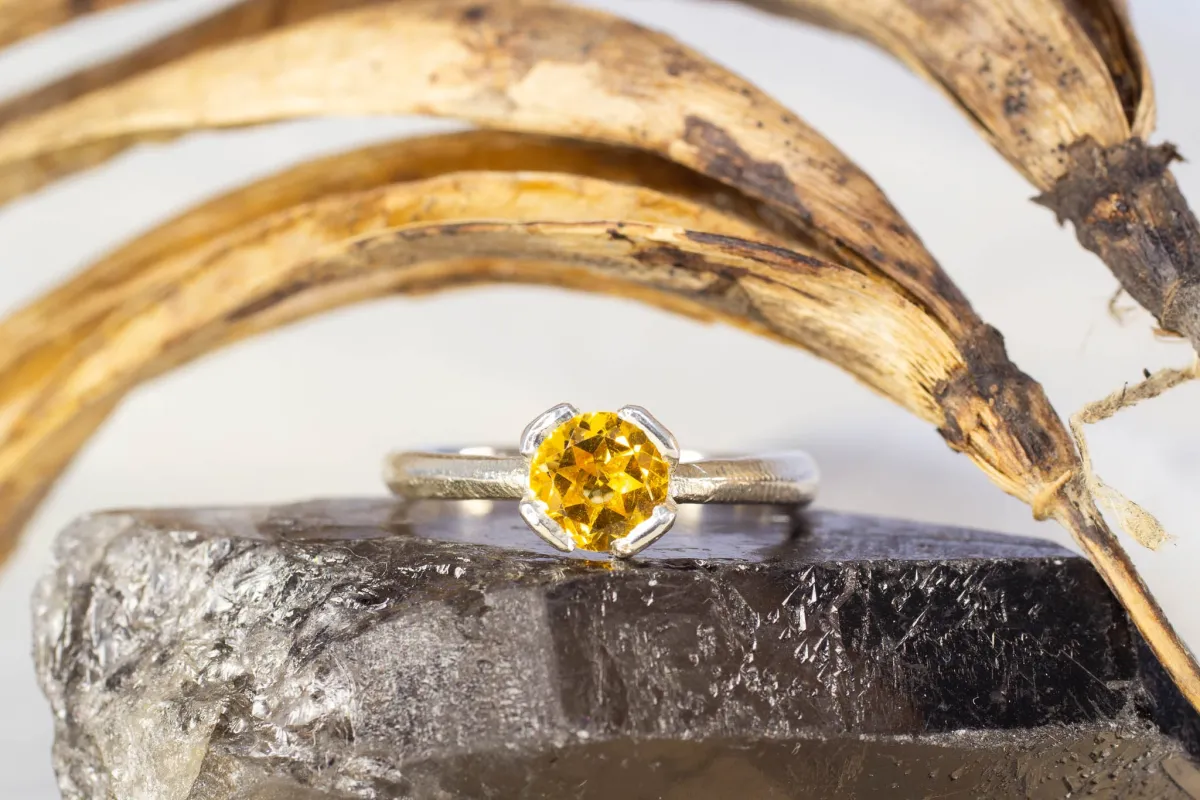 Quadra Ring - Sterling Silver with Citrine sold by Sophie Divett Jewelry