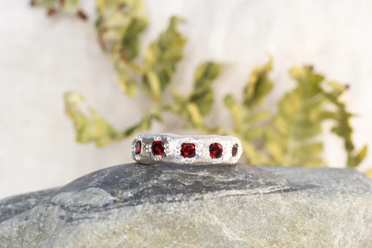 Rubens Ring - Sterling Silver with Garnets sold by Sophie Divett Jewelry