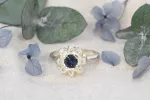 Demeter Ring - 9ct White Gold with Blue Sapphire and Diamonds sold by Sophie Divett Jewelry