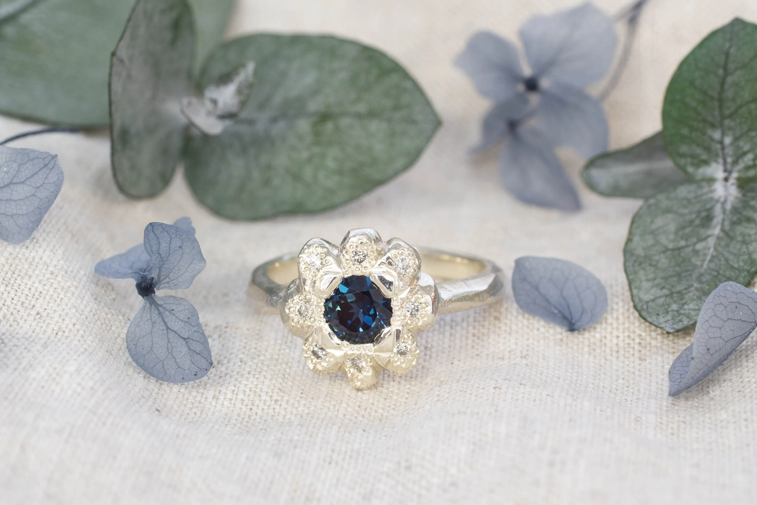 Demeter Ring - 9ct White Gold with Blue Sapphire and Diamonds sold by Sophie Divett Jewelry product image thumbnail 3