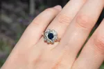 Demeter Ring - 9ct White Gold with Blue Sapphire and Diamonds sold by Sophie Divett Jewelry