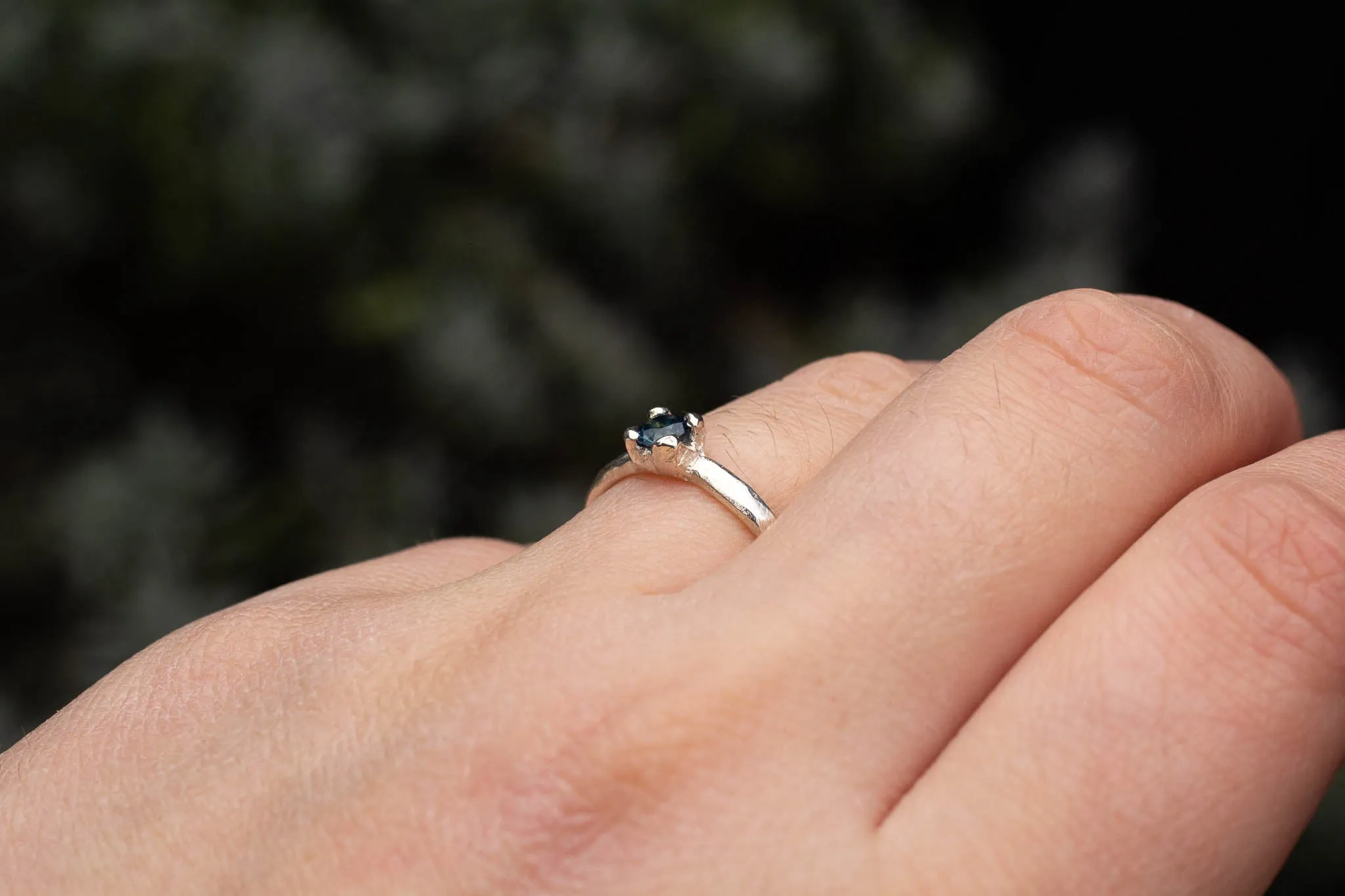 Droplet Ring - Sterling Silver with Blue-Green Sapphire sold by Sophie Divett Jewelry product image thumbnail 3