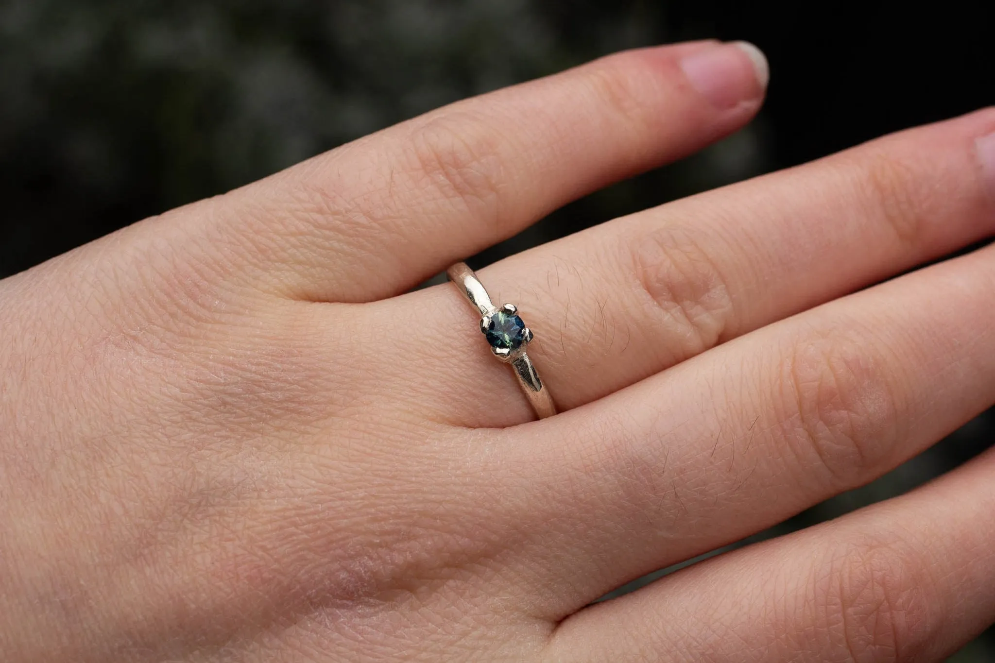 Droplet Ring - Sterling Silver with Blue-Green Sapphire sold by Sophie Divett Jewelry product image thumbnail 2