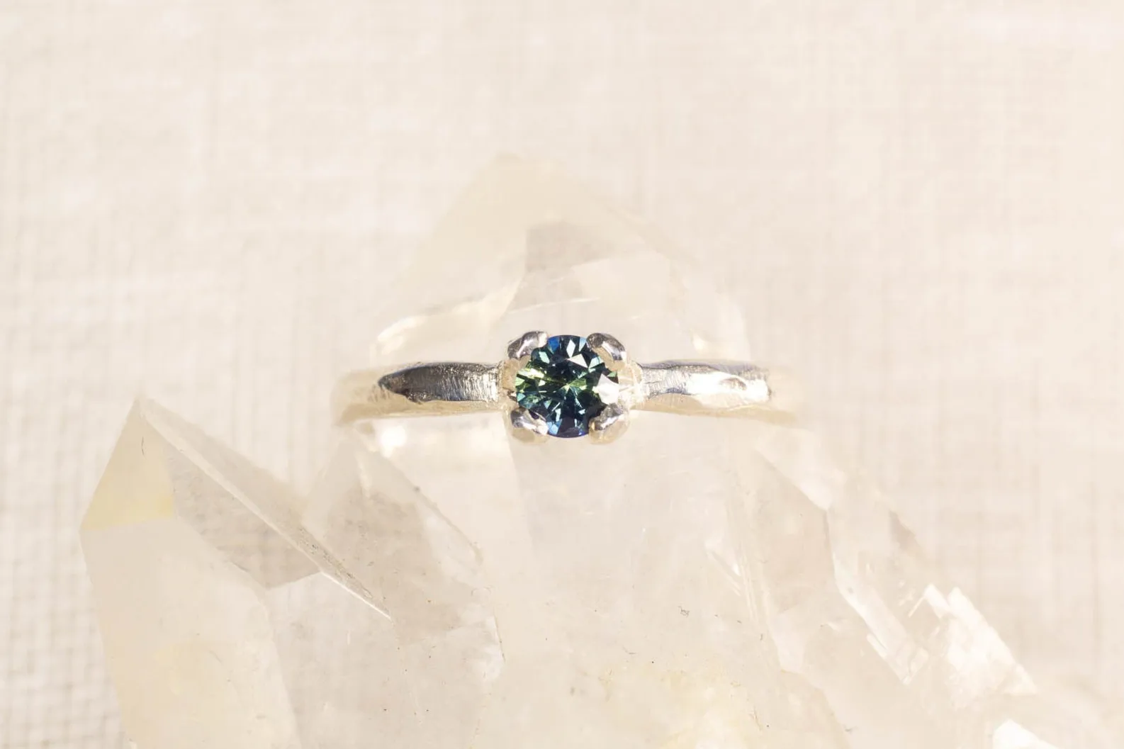 Droplet Ring - Sterling Silver with Blue-Green Sapphire sold by Sophie Divett Jewelry product image thumbnail 4