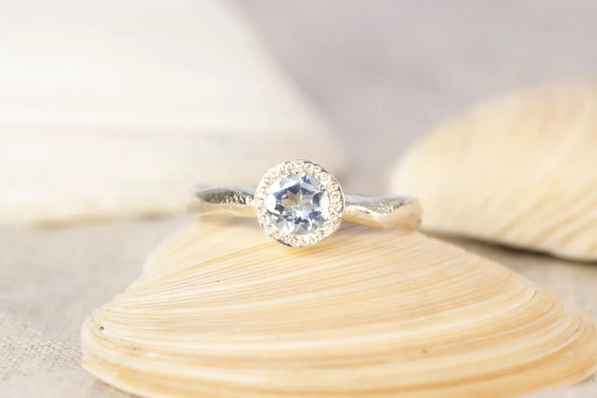 Wave Ring - Sterling Silver with Topaz sold by Sophie Divett Jewelry