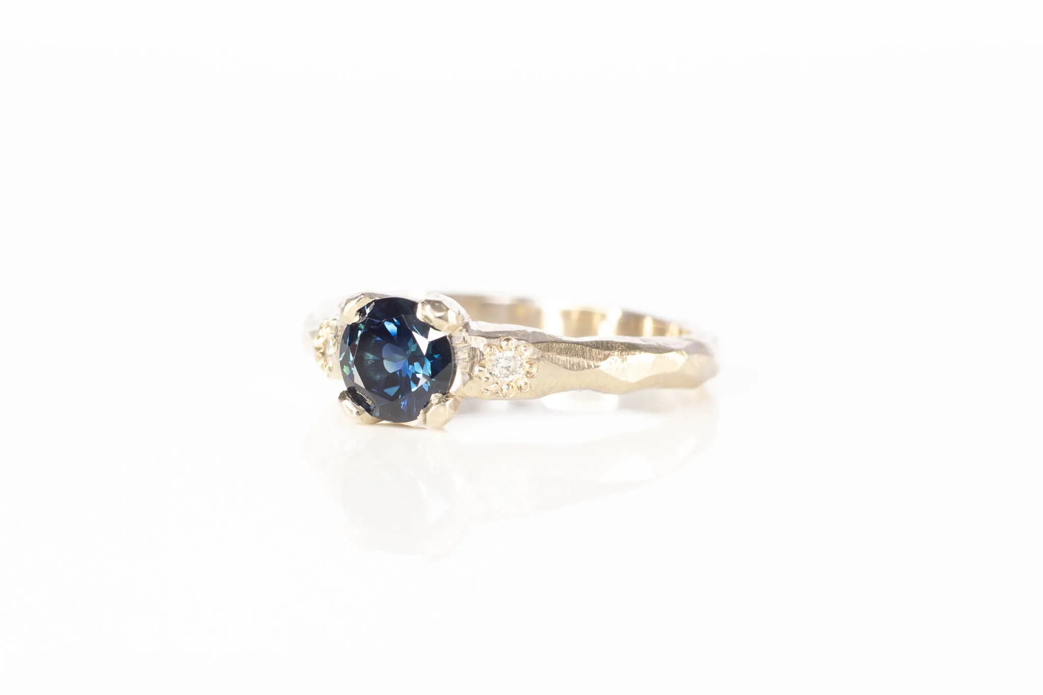 Mira Ring - 18ct White Gold with 5.7mm Teal Sapphire sold by Sophie Divett Jewelry product image thumbnail 4