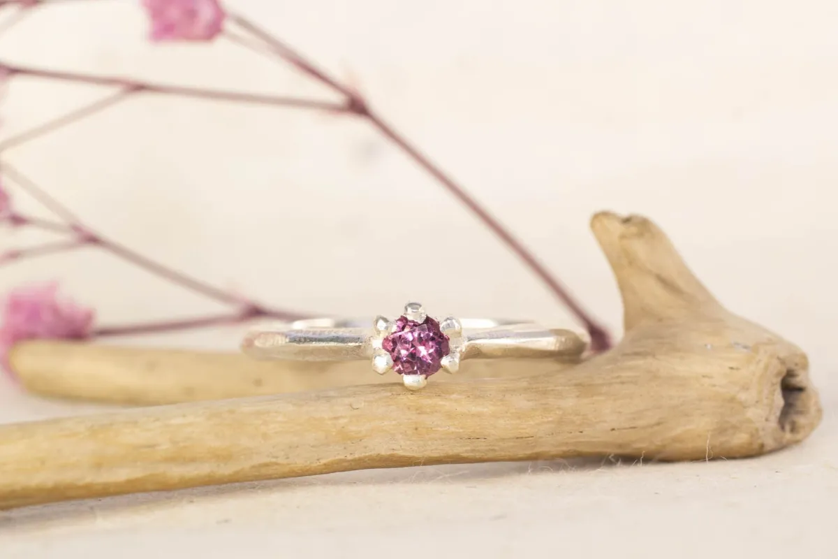 Seed Ring - Sterling Silver with Rhodolite Garnet sold by Sophie Divett Jewelry