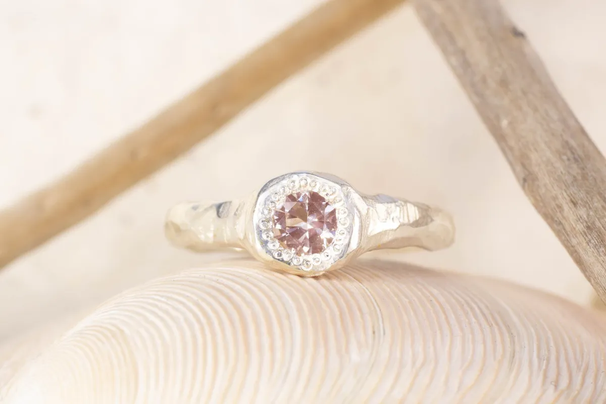 Spring Ring - Sterling Silver with Sunstone sold by Sophie Divett Jewelry