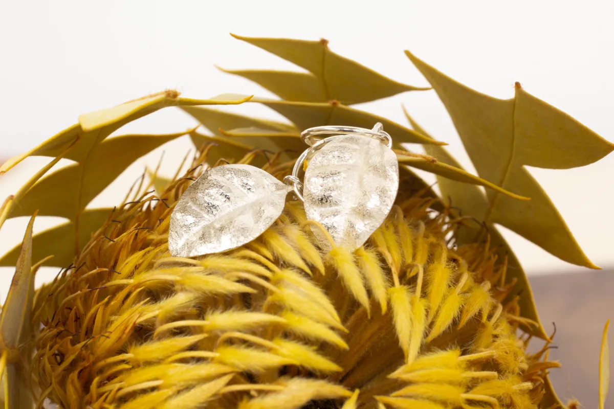 Ramarama Leaf Hoop Earrings - Sterling Silver sold by Sophie Divett Jewelry