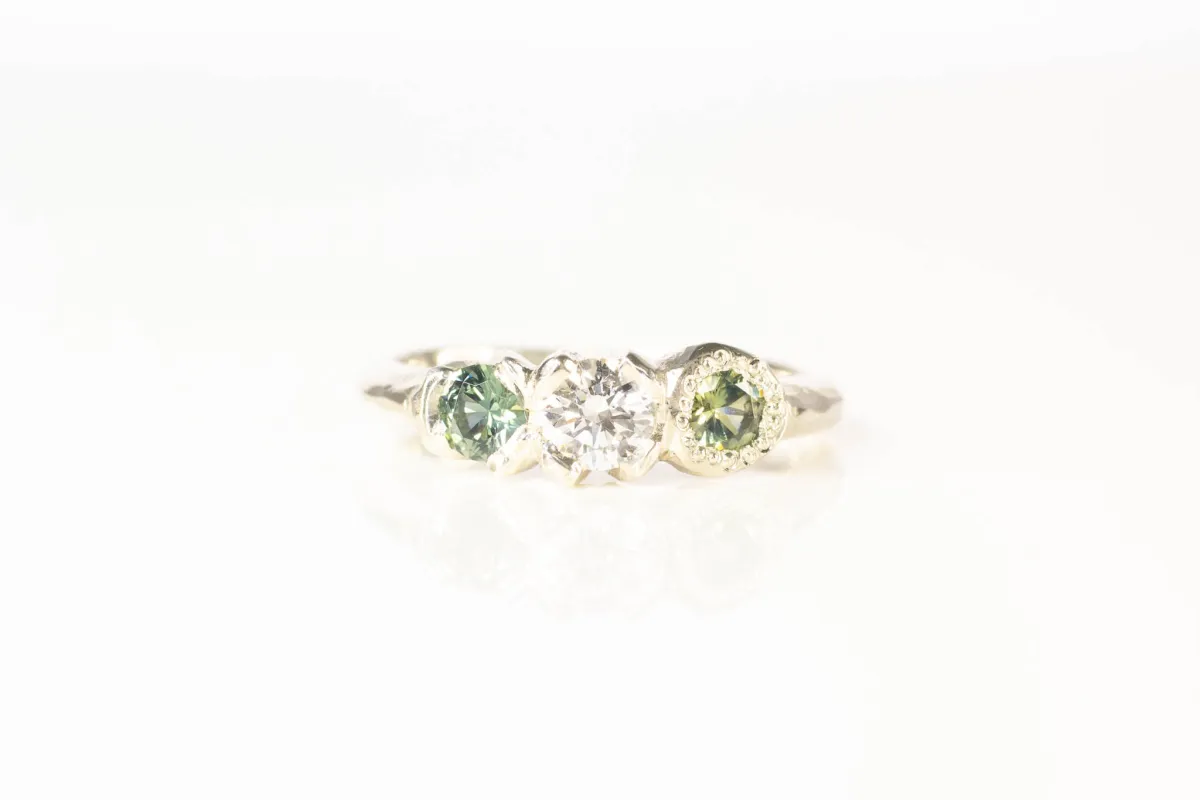 Hecate Ring - 9ct White Gold with Diamond and Sapphires sold by Sophie Divett Jewelry
