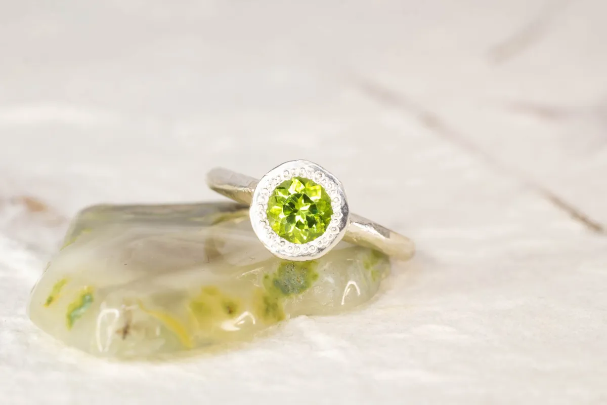 Lota Ring - Sterling Silver with Peridot sold by Sophie Divett Jewelry