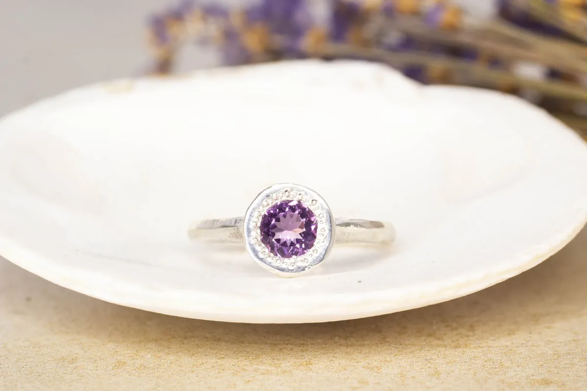 Lota Ring - Sterling Silver with Amethyst sold by Sophie Divett Jewelry