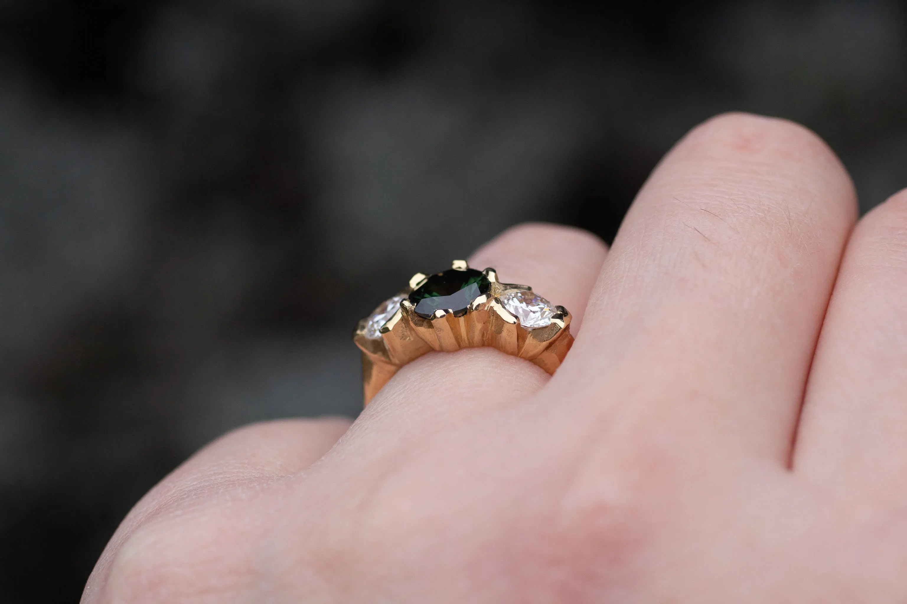 Athena Ring - 18ct Yellow Gold with Green Sapphire and Diamonds sold by Sophie Divett Jewelry product image thumbnail 4