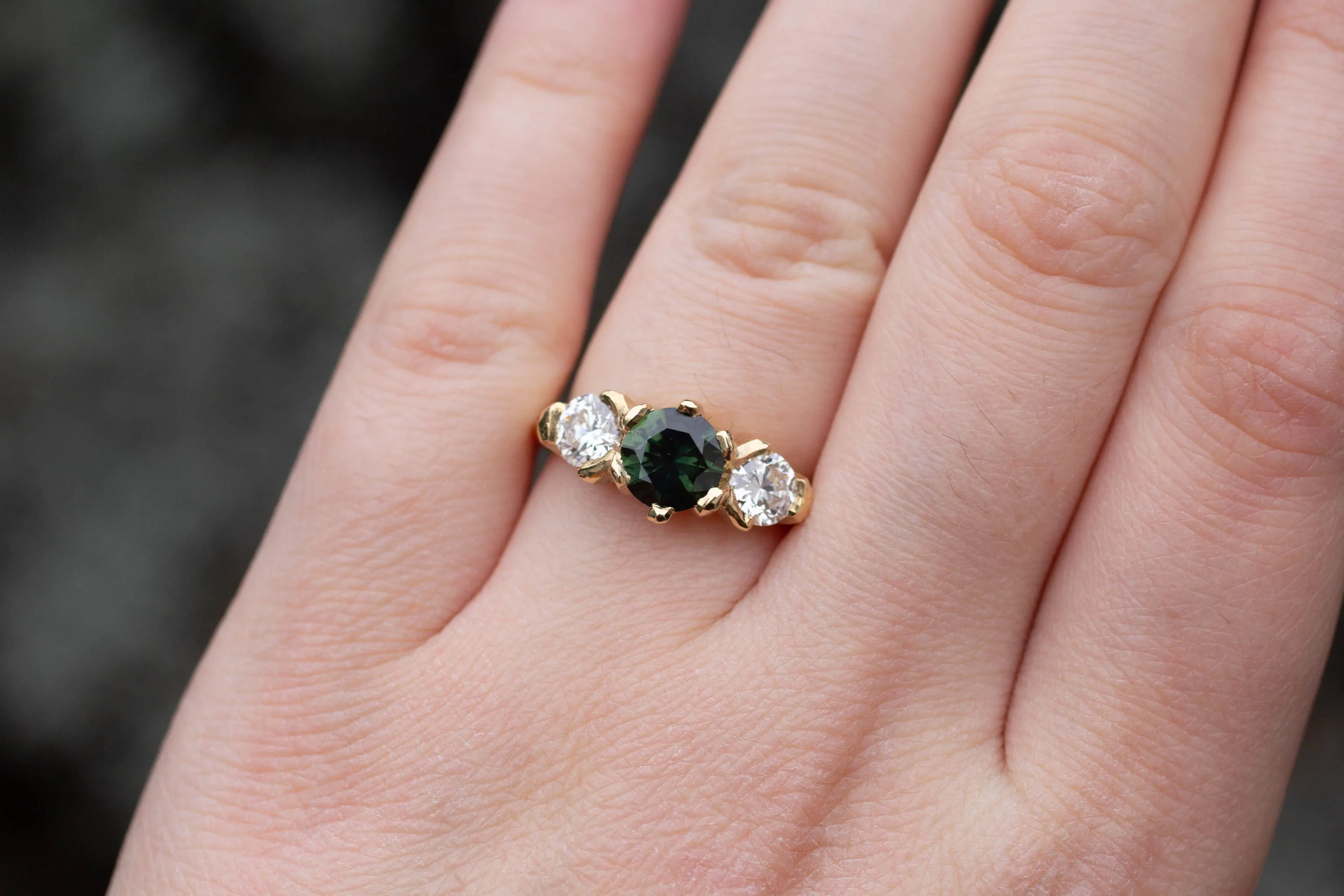 Athena Ring - 18ct Yellow Gold with Green Sapphire and Diamonds sold by Sophie Divett Jewelry product image thumbnail 3