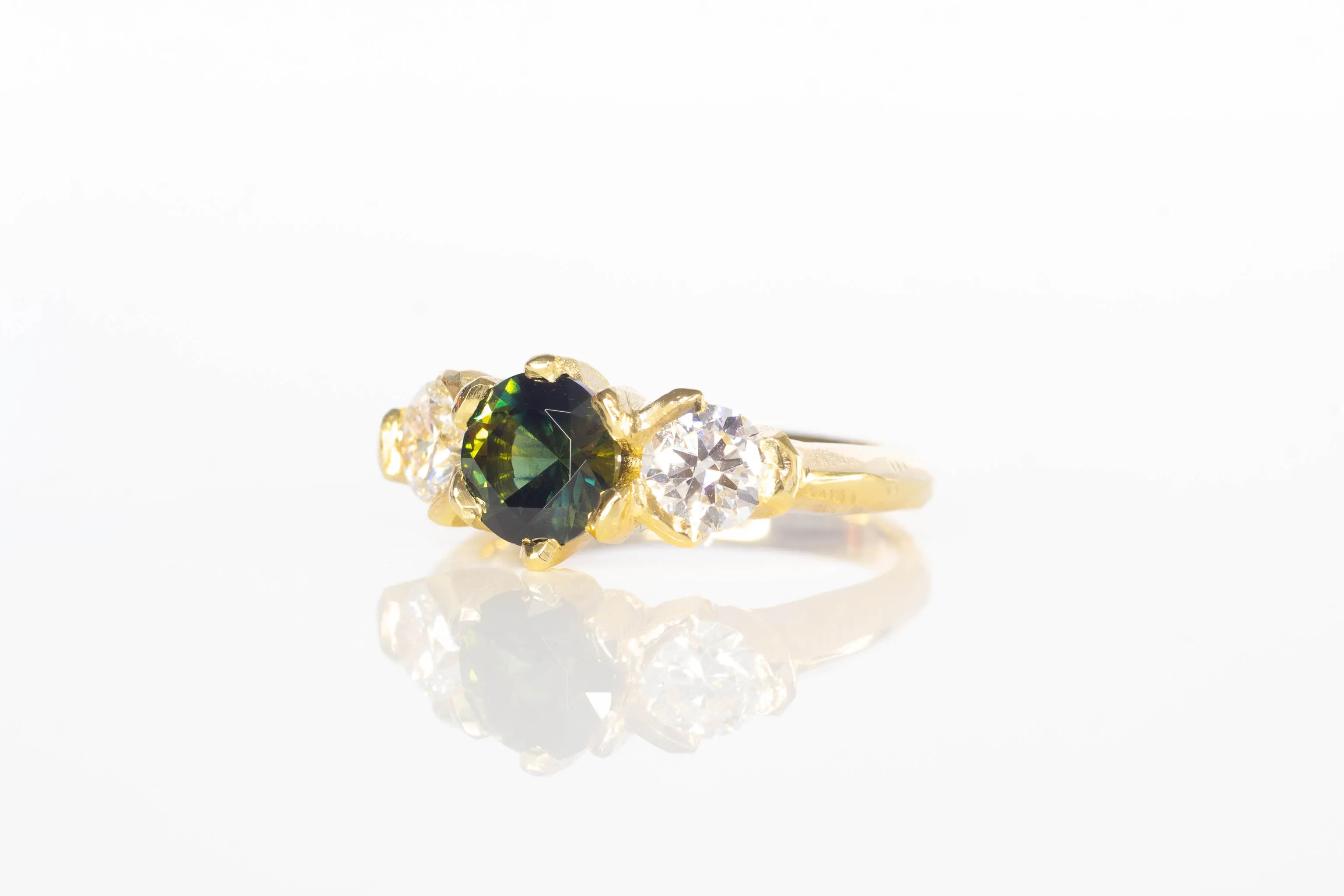 Athena Ring - 18ct Yellow Gold with Green Sapphire and Diamonds sold by Sophie Divett Jewelry product image thumbnail 5
