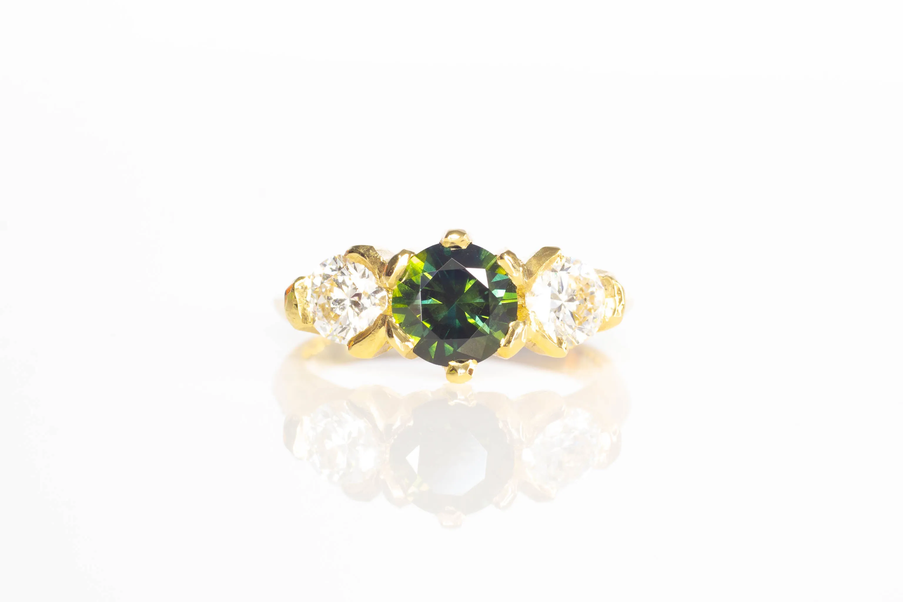 Athena Ring - 18ct Yellow Gold with Green Sapphire and Diamonds sold by Sophie Divett Jewelry