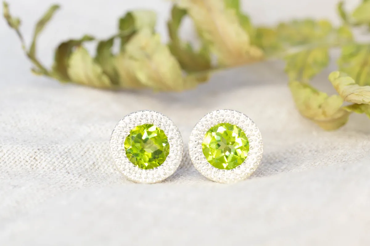 Pelagus Studs - Sterling Silver with Peridot sold by Sophie Divett Jewelry