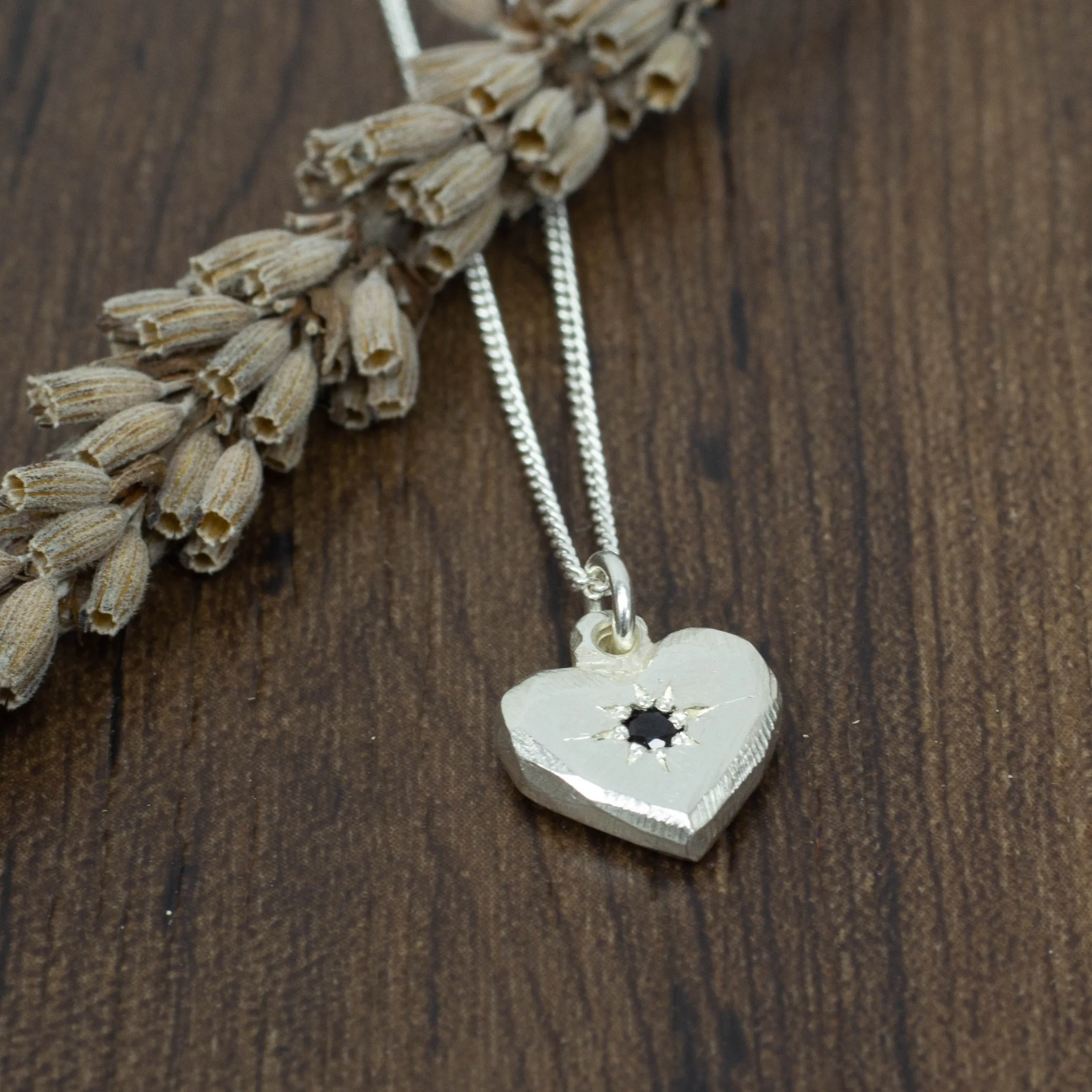 Heart Pendant - Silver with Black Sapphire sold by Sophie Divett Jewelry product image thumbnail 4