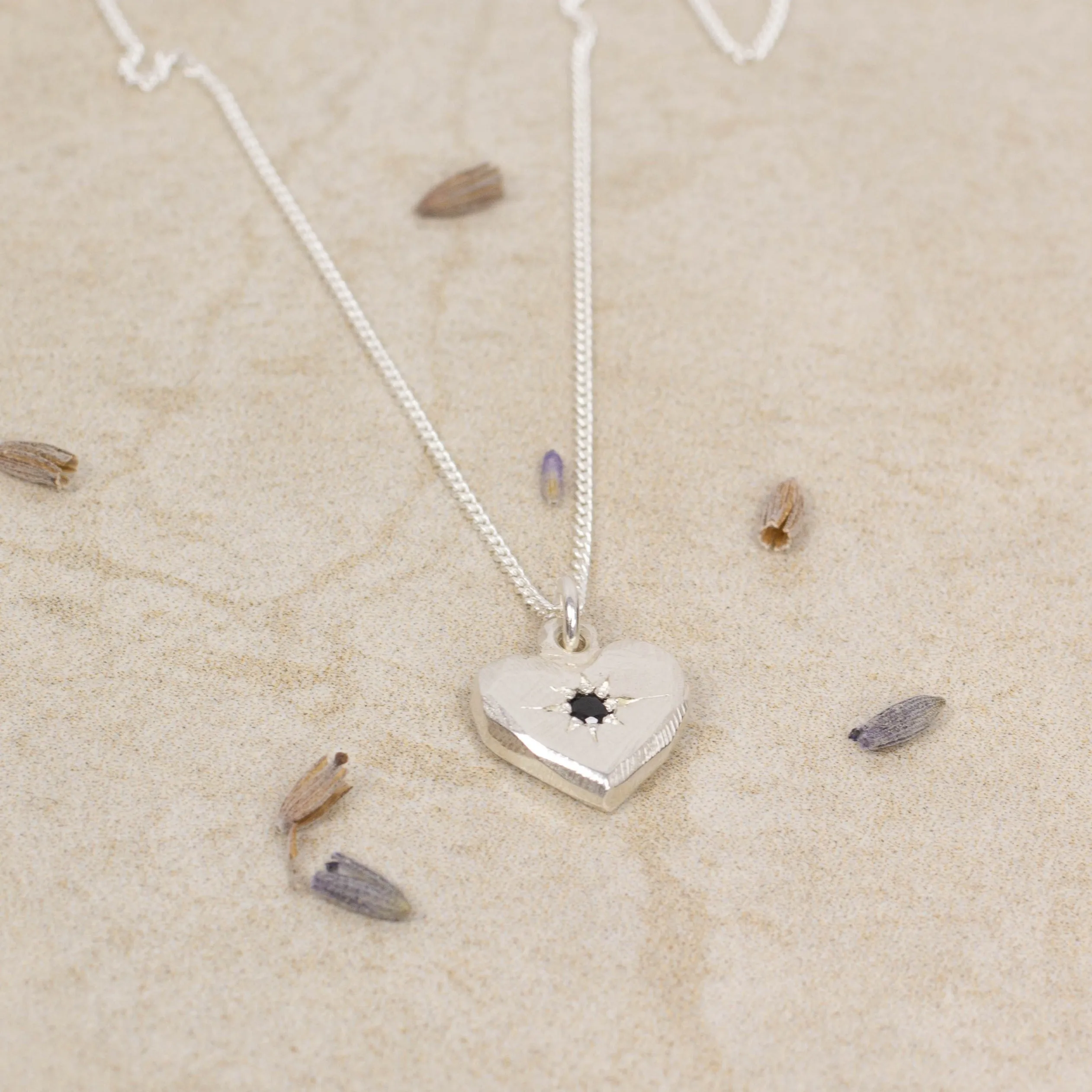 Heart Pendant - Silver with Black Sapphire sold by Sophie Divett Jewelry