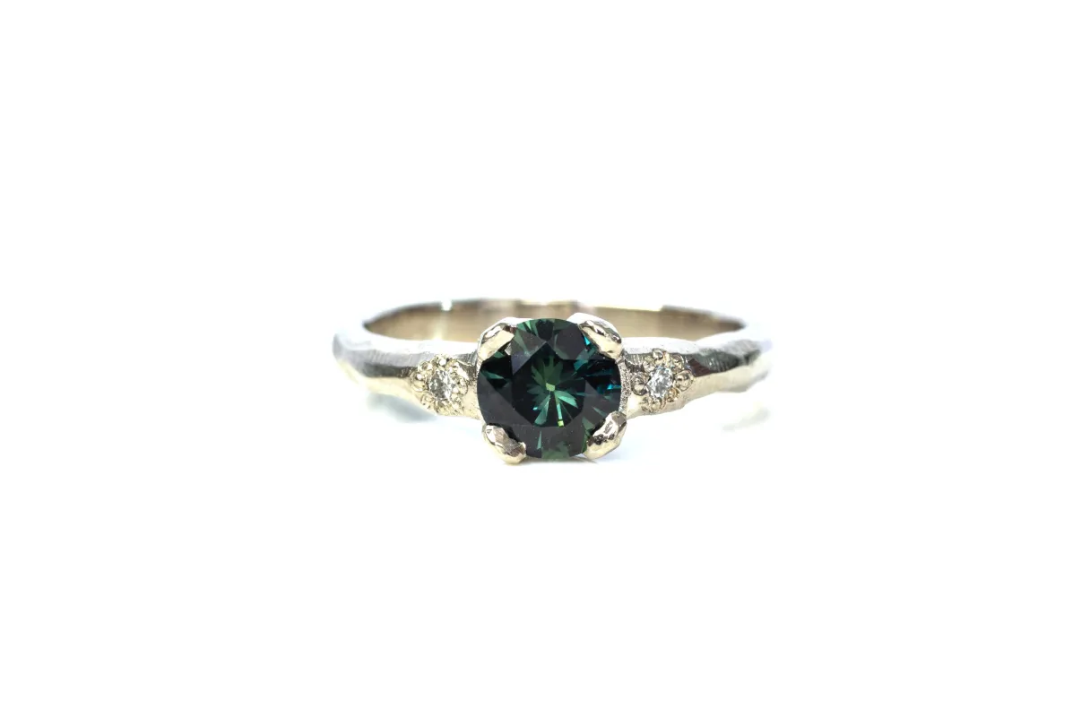 Mira Ring - 18ct White Gold with 0.98ct Green Sapphire sold by Sophie Divett Jewelry