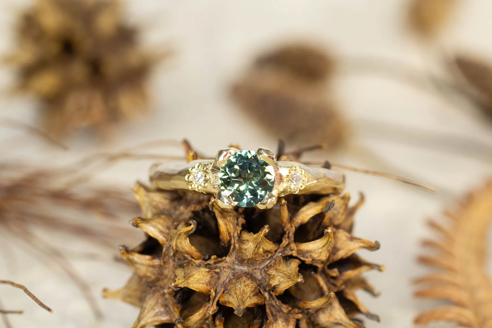 Mira Ring - 9ct Yellow Gold with 0.64ct Teal-Parti Sapphire sold by Sophie Divett Jewelry product image thumbnail 2