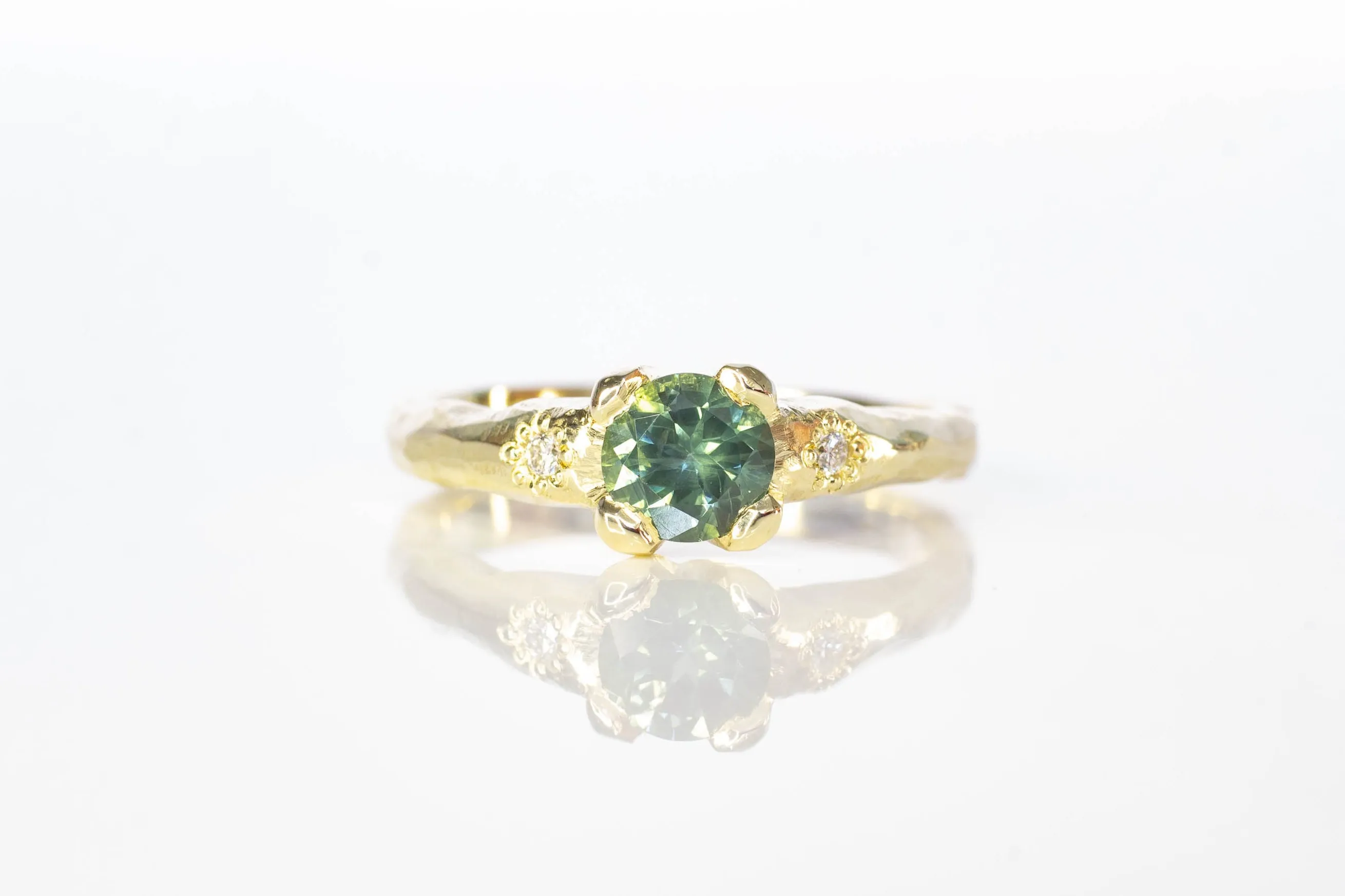 Mira Ring - 14ct Yellow Gold with 0.73ct Sea-Green Sapphire sold by Sophie Divett Jewelry
