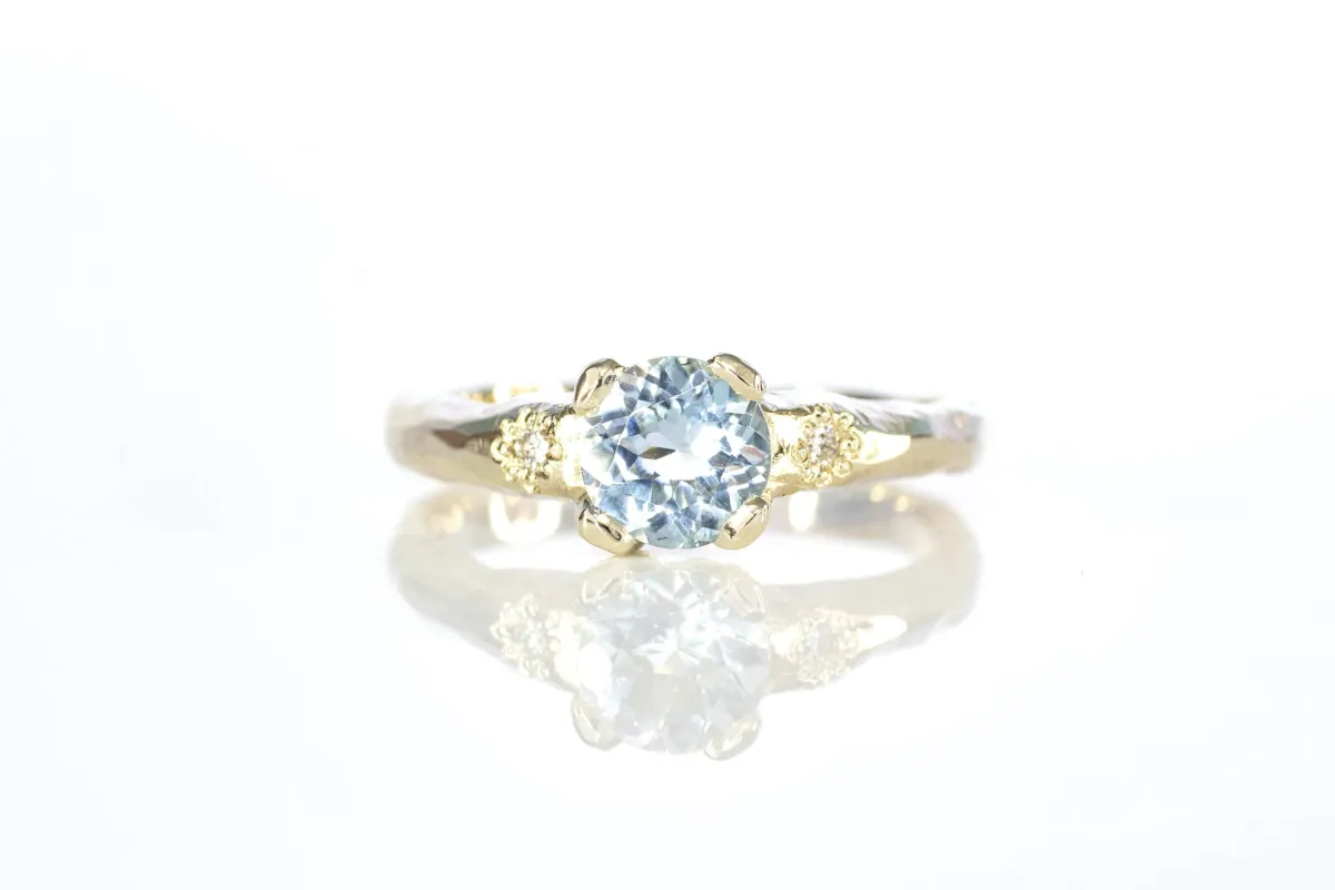 Mira Ring - 14ct White Gold with Sky Blue Aquamarine sold by Sophie Divett Jewelry