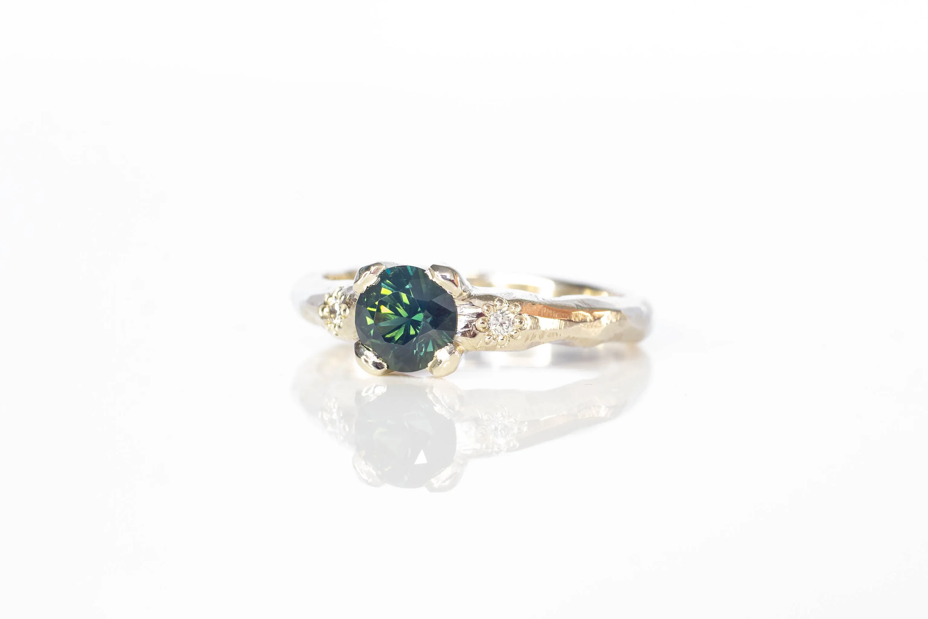 Mira Ring - 14ct White Gold with 0.9ct Silky Blue-Green Sapphire sold by Sophie Divett Jewelry product image thumbnail 3