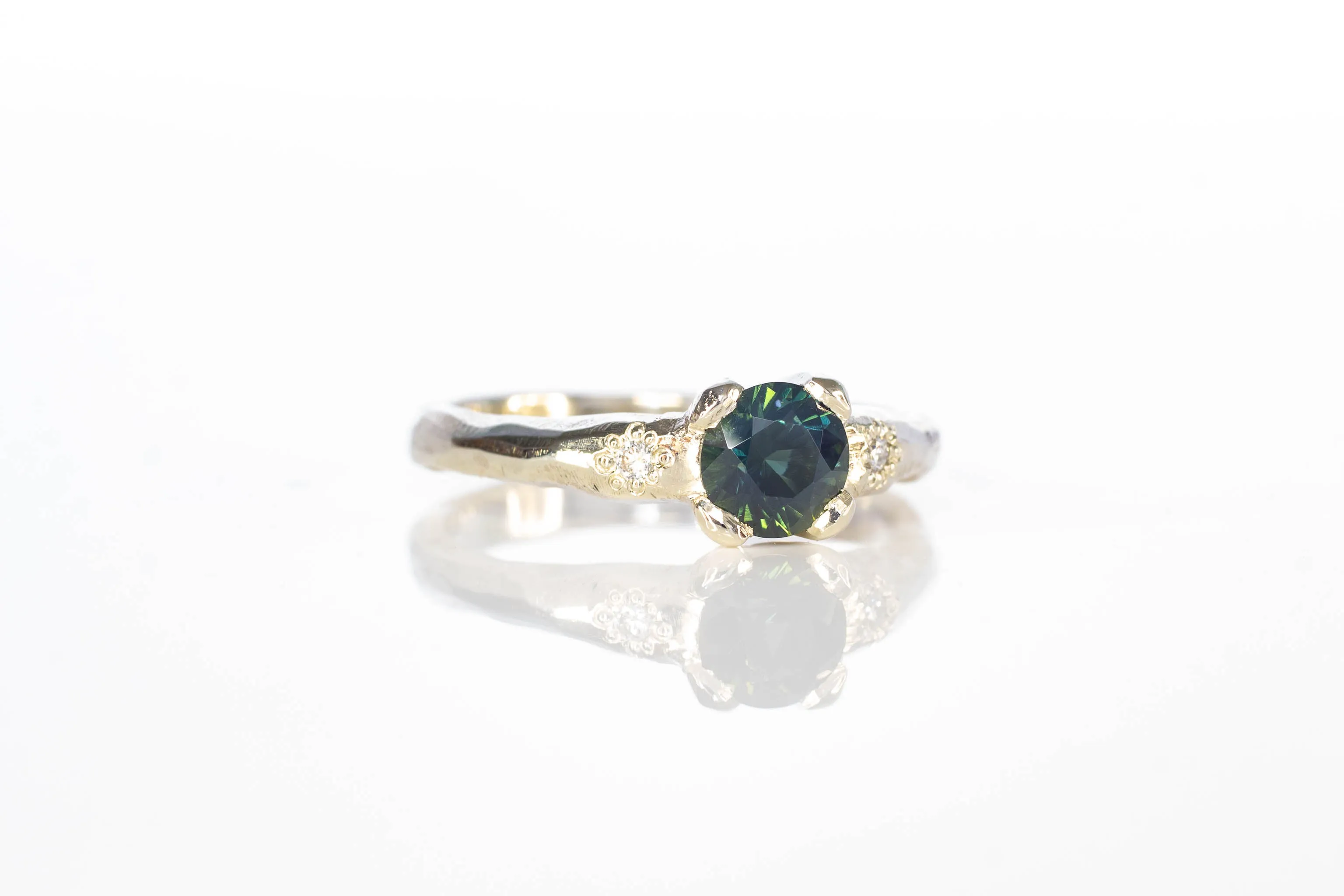 Mira Ring - 14ct White Gold with 0.9ct Silky Blue-Green Sapphire sold by Sophie Divett Jewelry product image thumbnail 5
