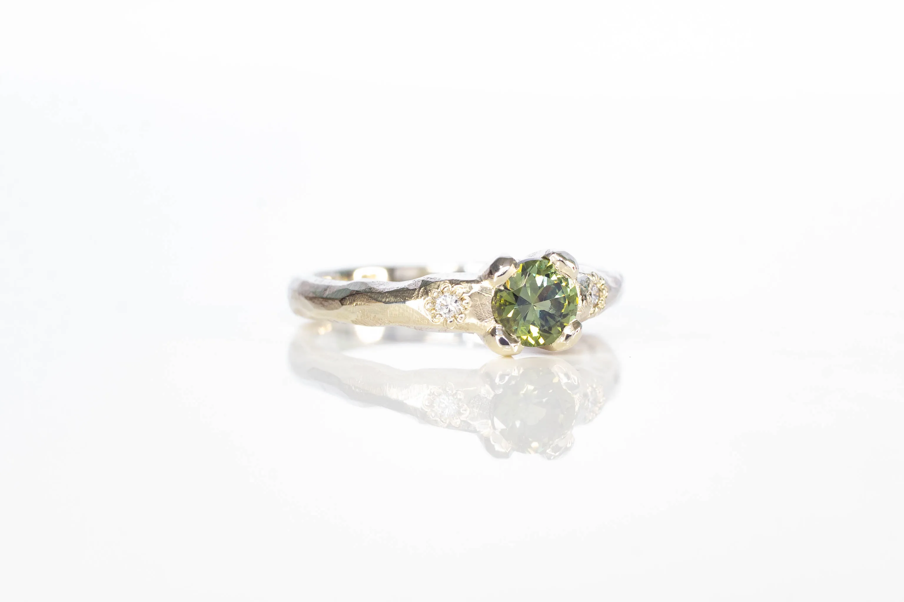 Mira Ring - 14ct White Gold with Olive Green Sapphire sold by Sophie Divett Jewelry product image thumbnail 3