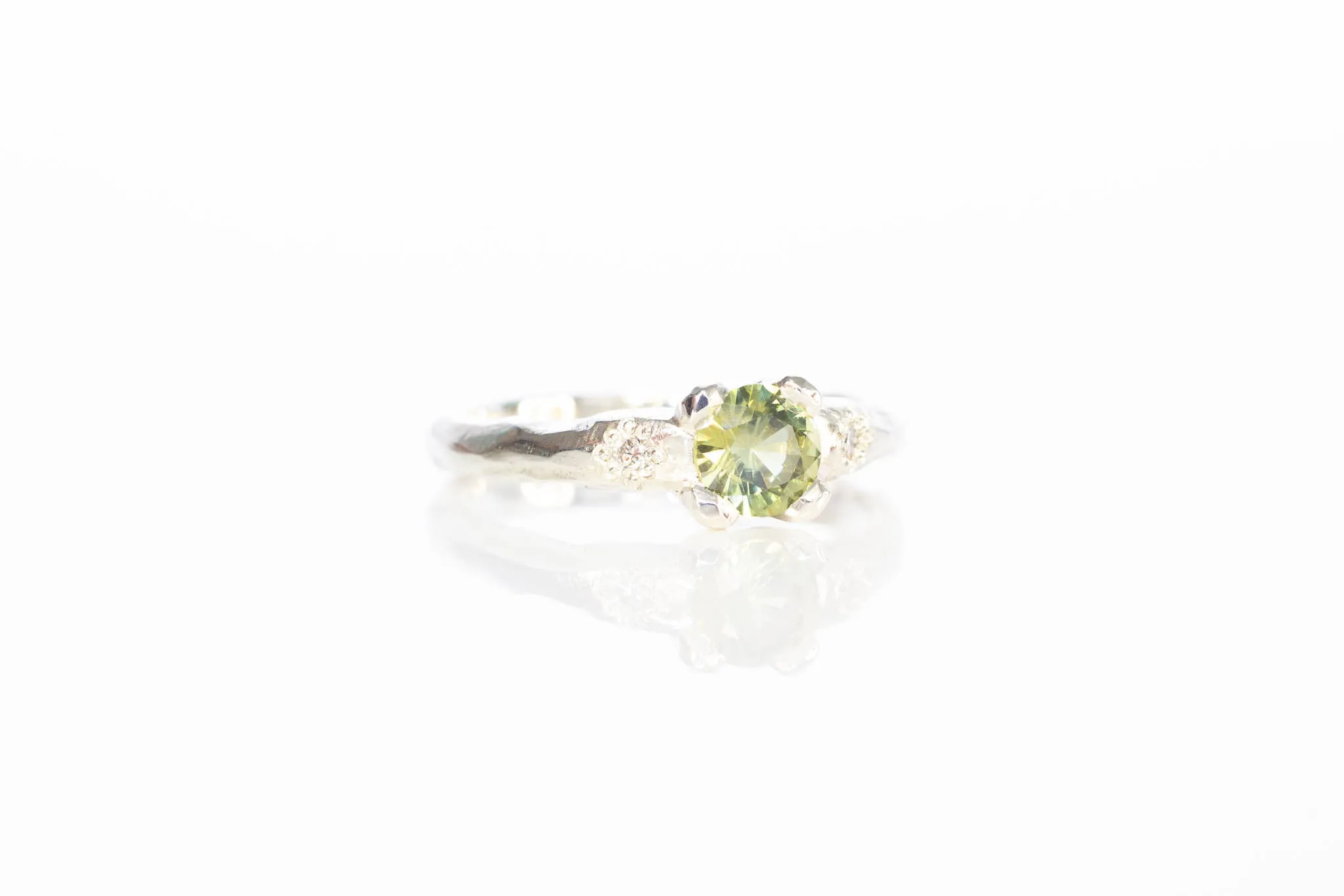 Mira Ring - 9ct White Gold with 0.66ct Light Green Sapphire sold by Sophie Divett Jewelry product image thumbnail 5