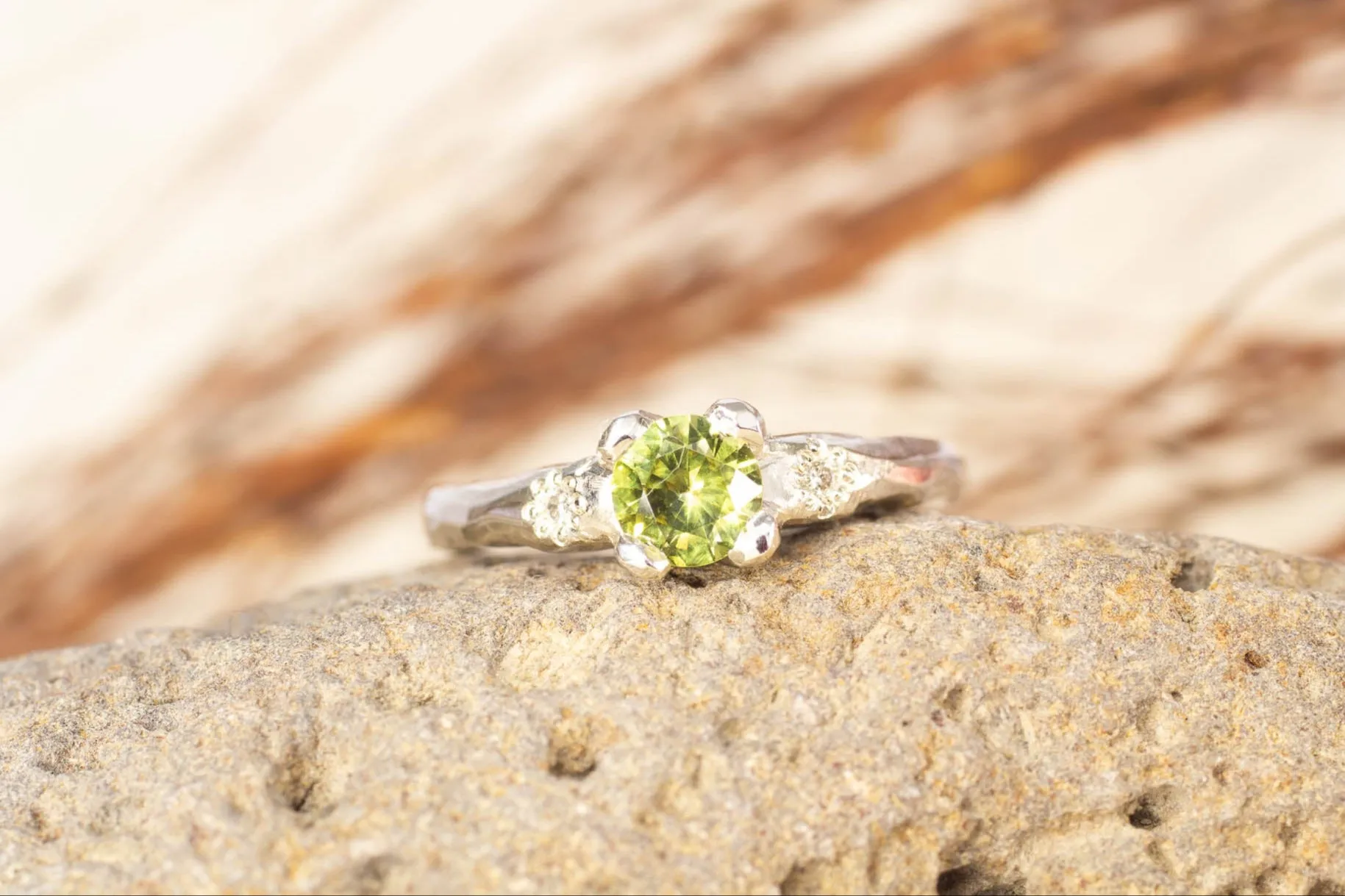 Mira Ring - 9ct White Gold with 0.66ct Light Green Sapphire sold by Sophie Divett Jewelry product image thumbnail 2