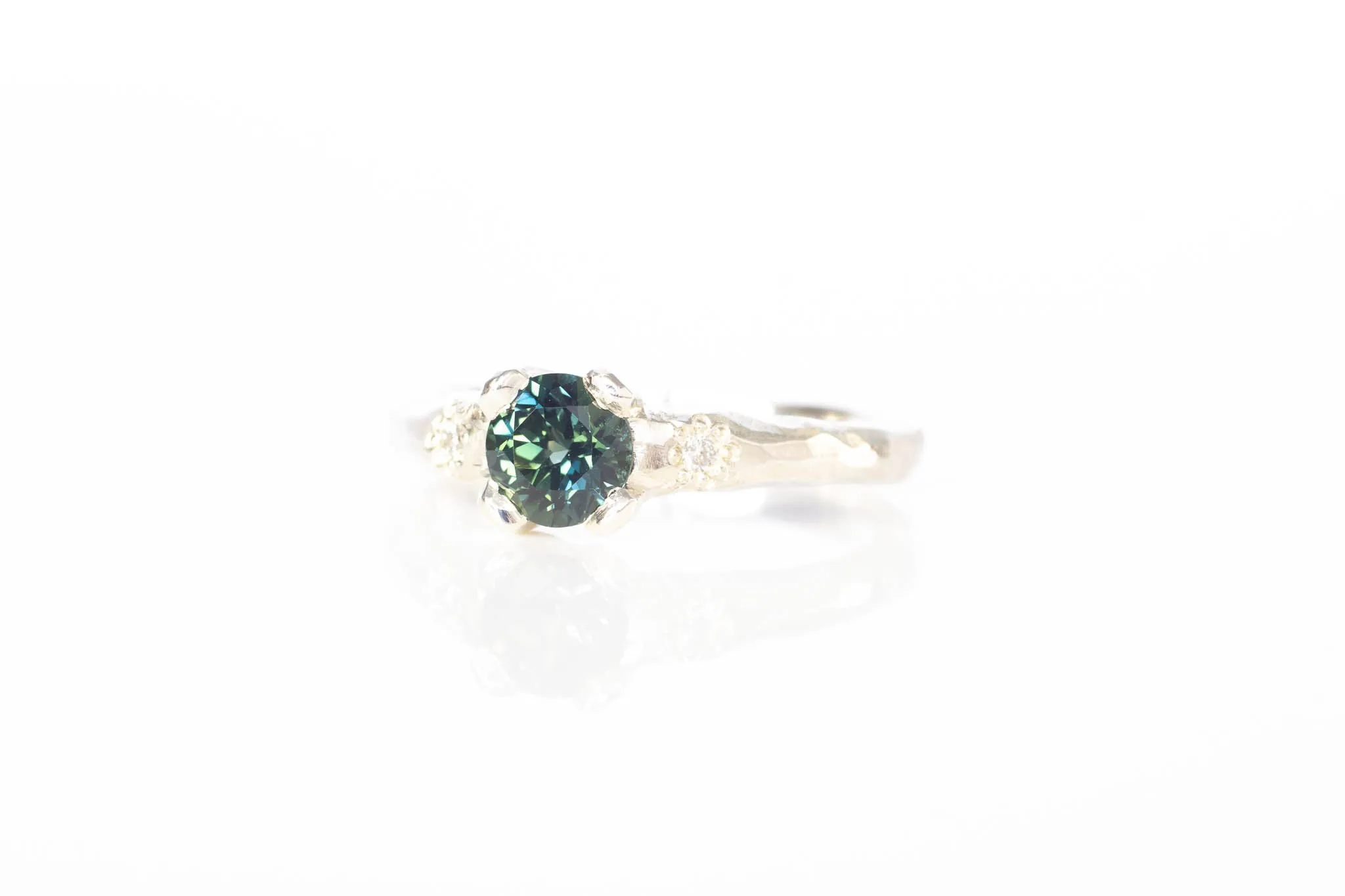 Mira Ring - 9ct White Gold with 0.75ct Green-Teal Sapphire sold by Sophie Divett Jewelry product image thumbnail 3