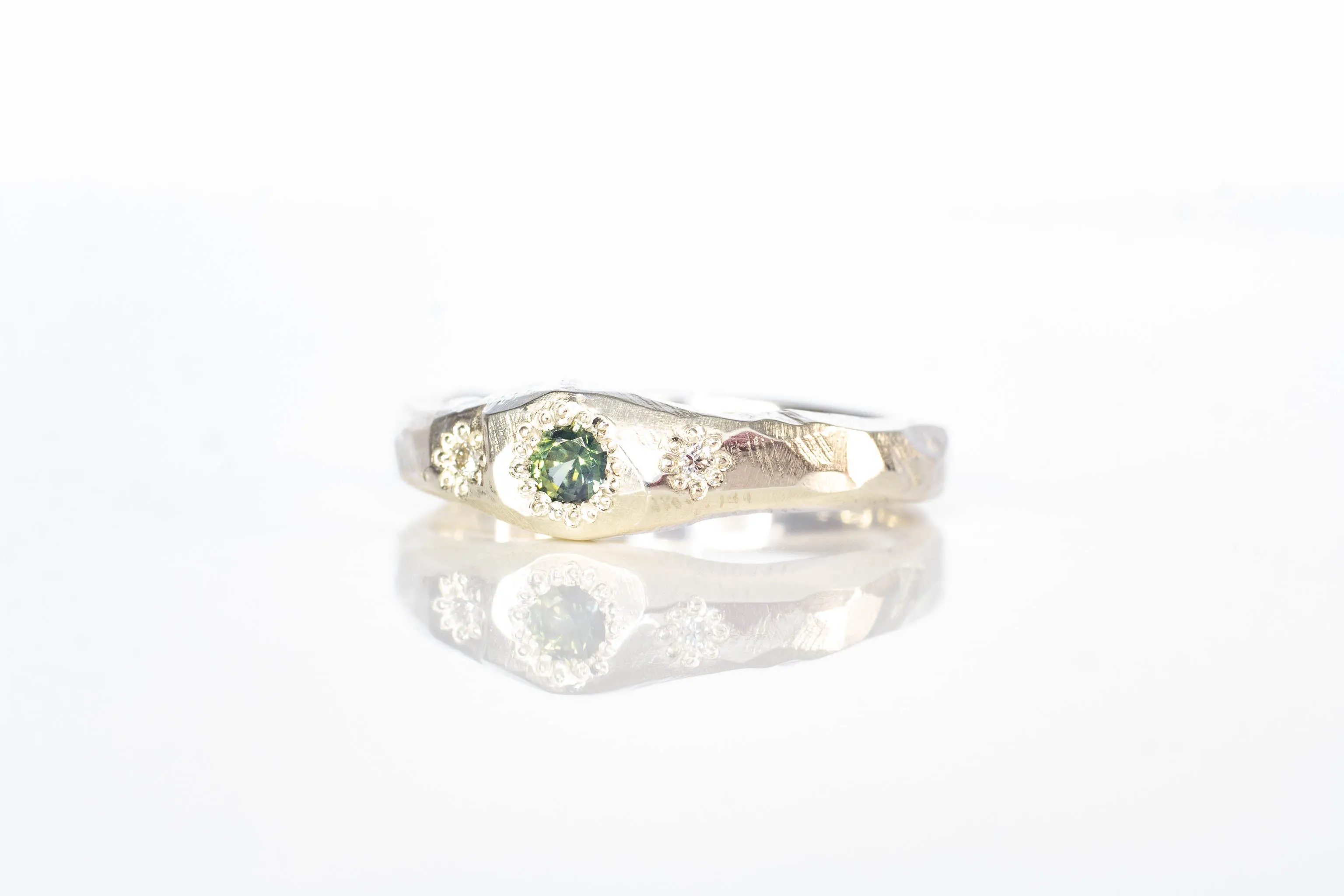 Hestia Ring - 9ct White Gold with Green Sapphire and Lab Diamonds sold by Sophie Divett Jewelry product image thumbnail 3