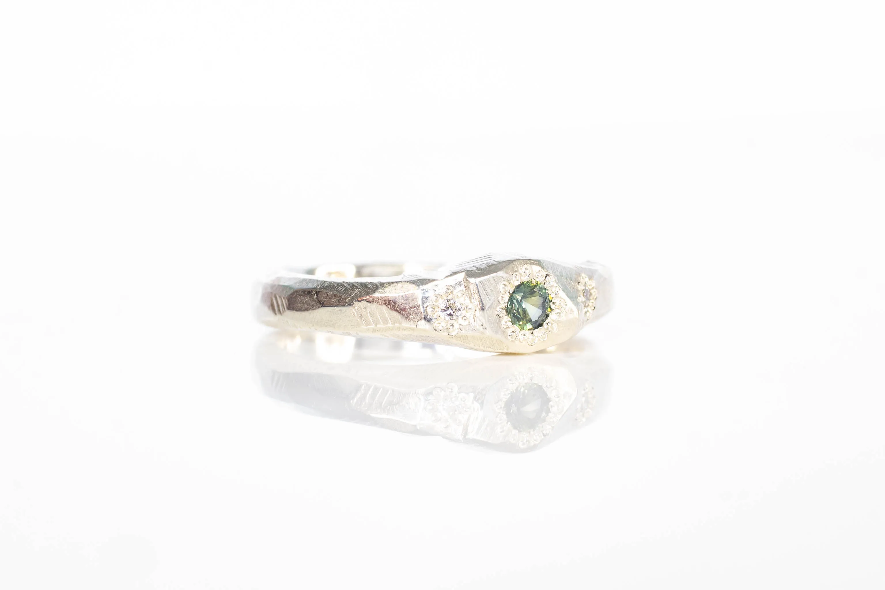 Hestia Ring - 9ct White Gold with Green Sapphire and Lab Diamonds sold by Sophie Divett Jewelry product image thumbnail 4