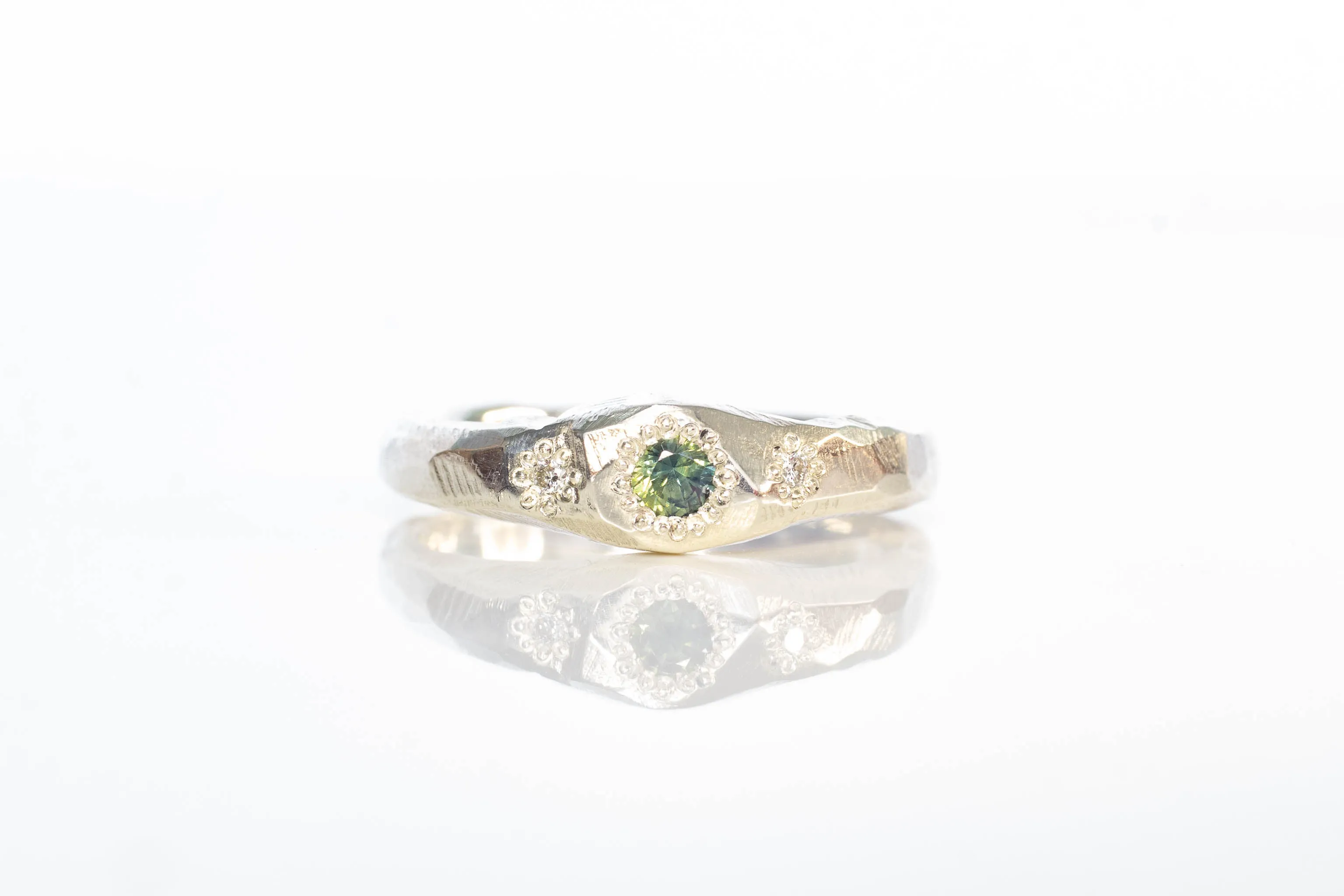 Hestia Ring - 9ct White Gold with Green Sapphire and Lab Diamonds sold by Sophie Divett Jewelry product image thumbnail 2