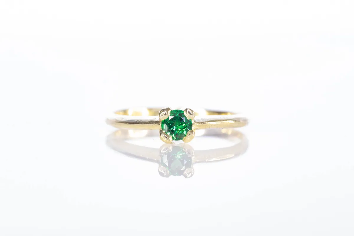 Droplet Ring - 14ct Yellow Gold with Tsavorite Garnet sold by Sophie Divett Jewelry