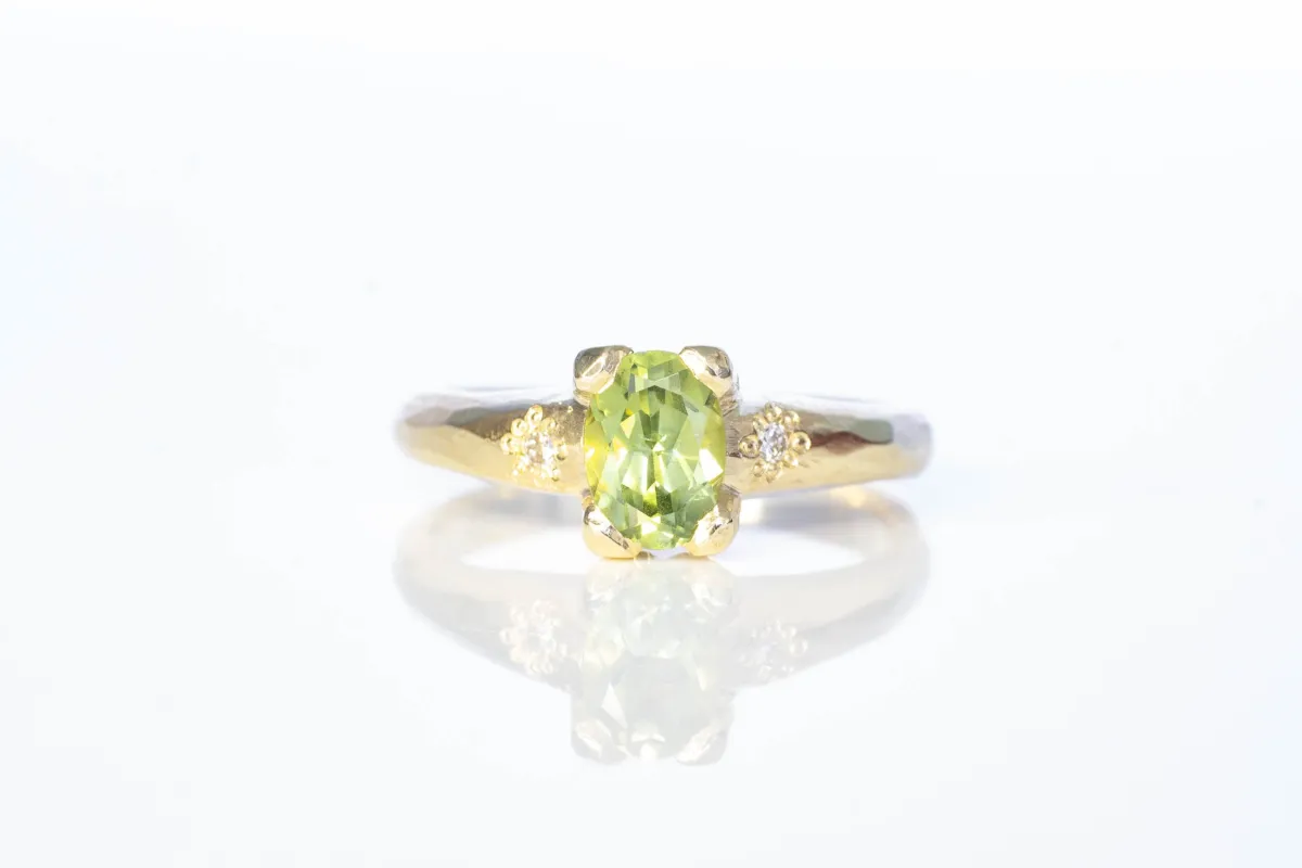 Eos Ring - 9ct Yellow Gold with 1.125ct Yellow-Green Sapphire sold by Sophie Divett Jewelry