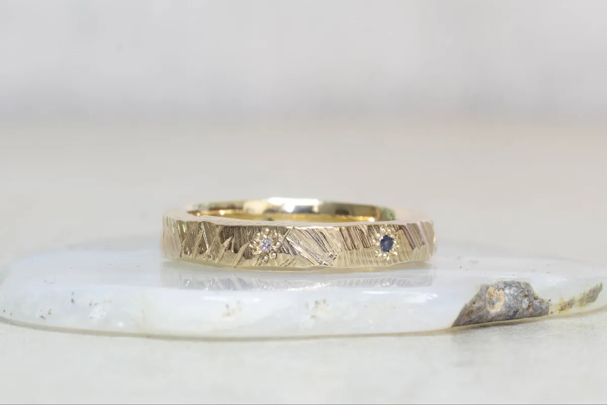 Narrow Bark Band with Gems sold by Sophie Divett Jewelry