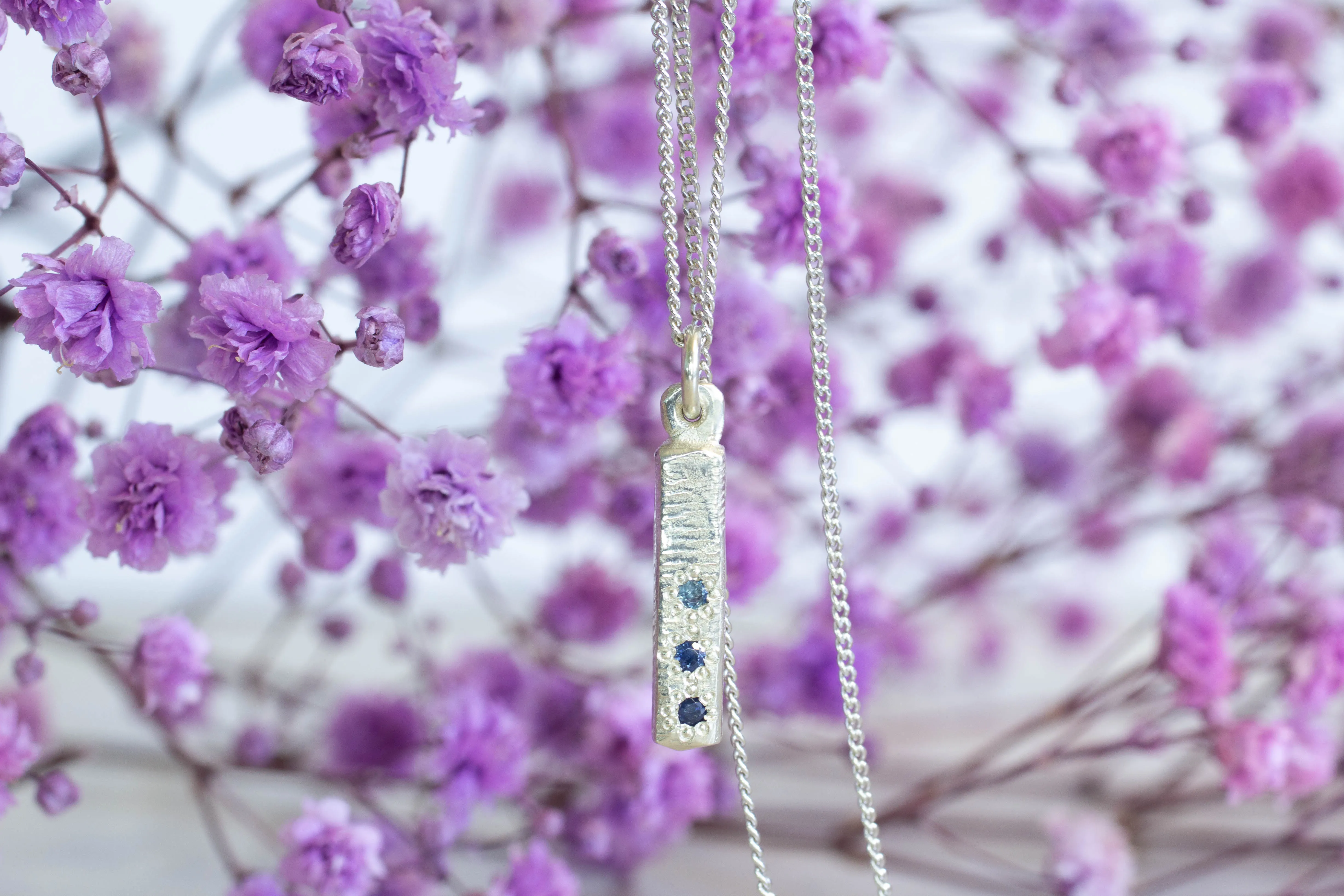 Pillar Pendant - White Gold with Blue Sapphires sold by Sophie Divett Jewelry product image thumbnail 5