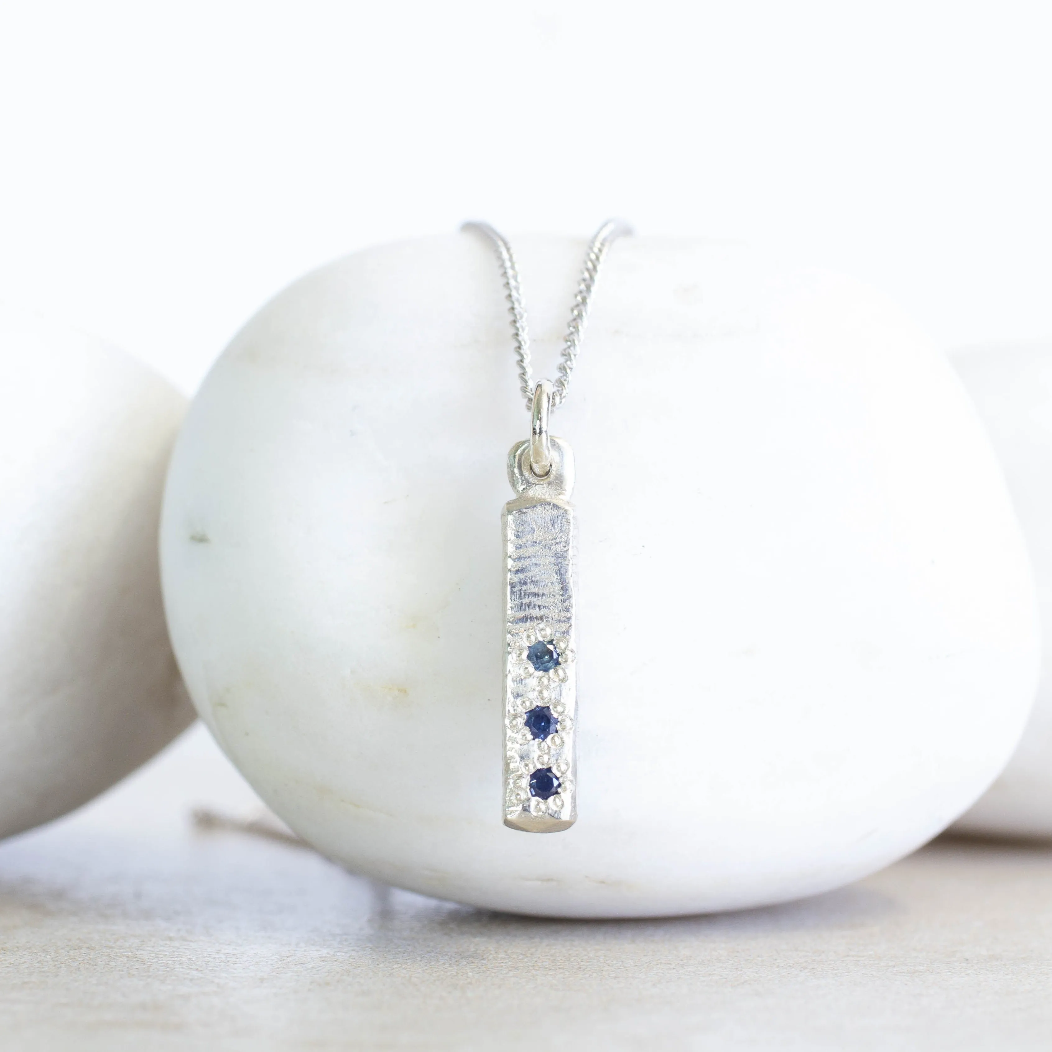 Pillar Pendant - White Gold with Blue Sapphires sold by Sophie Divett Jewelry product image thumbnail 2