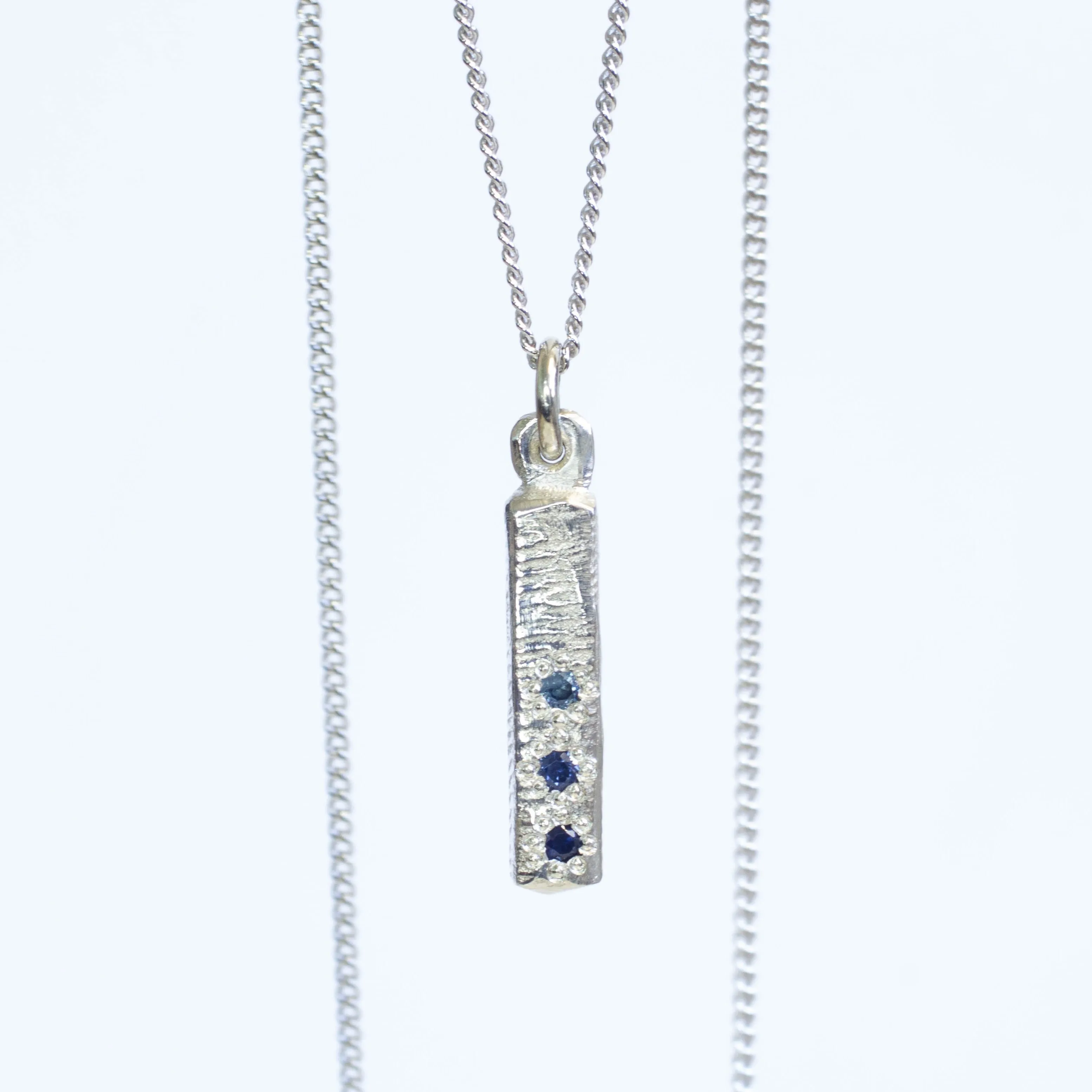 Pillar Pendant - White Gold with Blue Sapphires sold by Sophie Divett Jewelry product image thumbnail 3