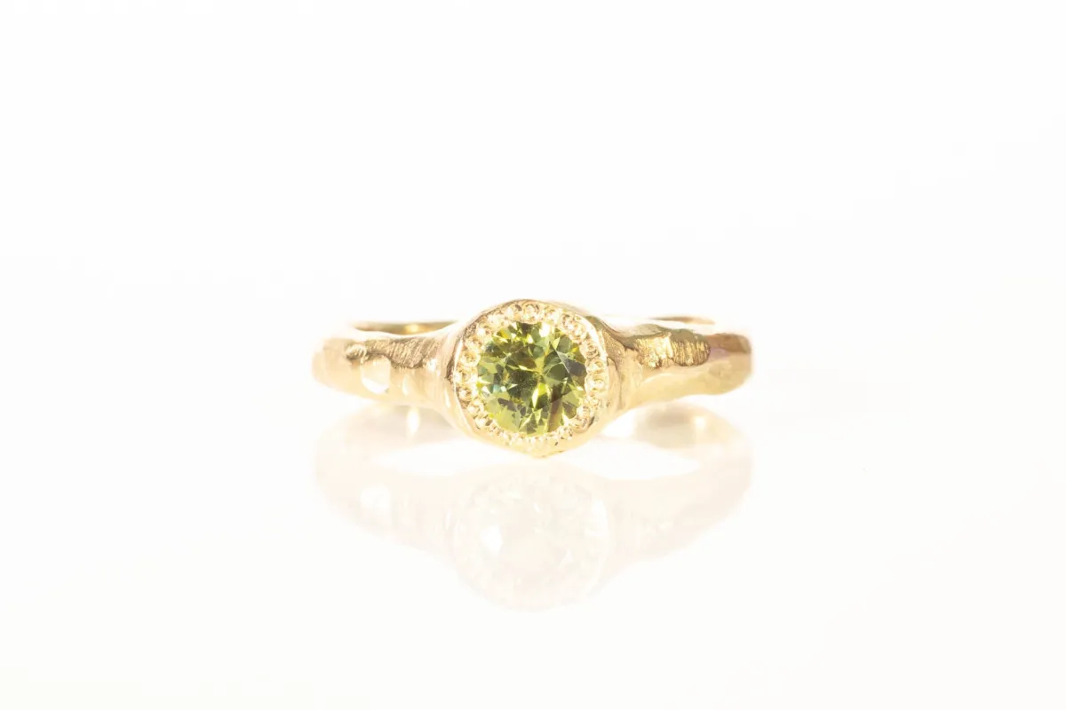 Spring Ring - 9ct Yellow Gold with Green Sapphire sold by Sophie Divett Jewelry